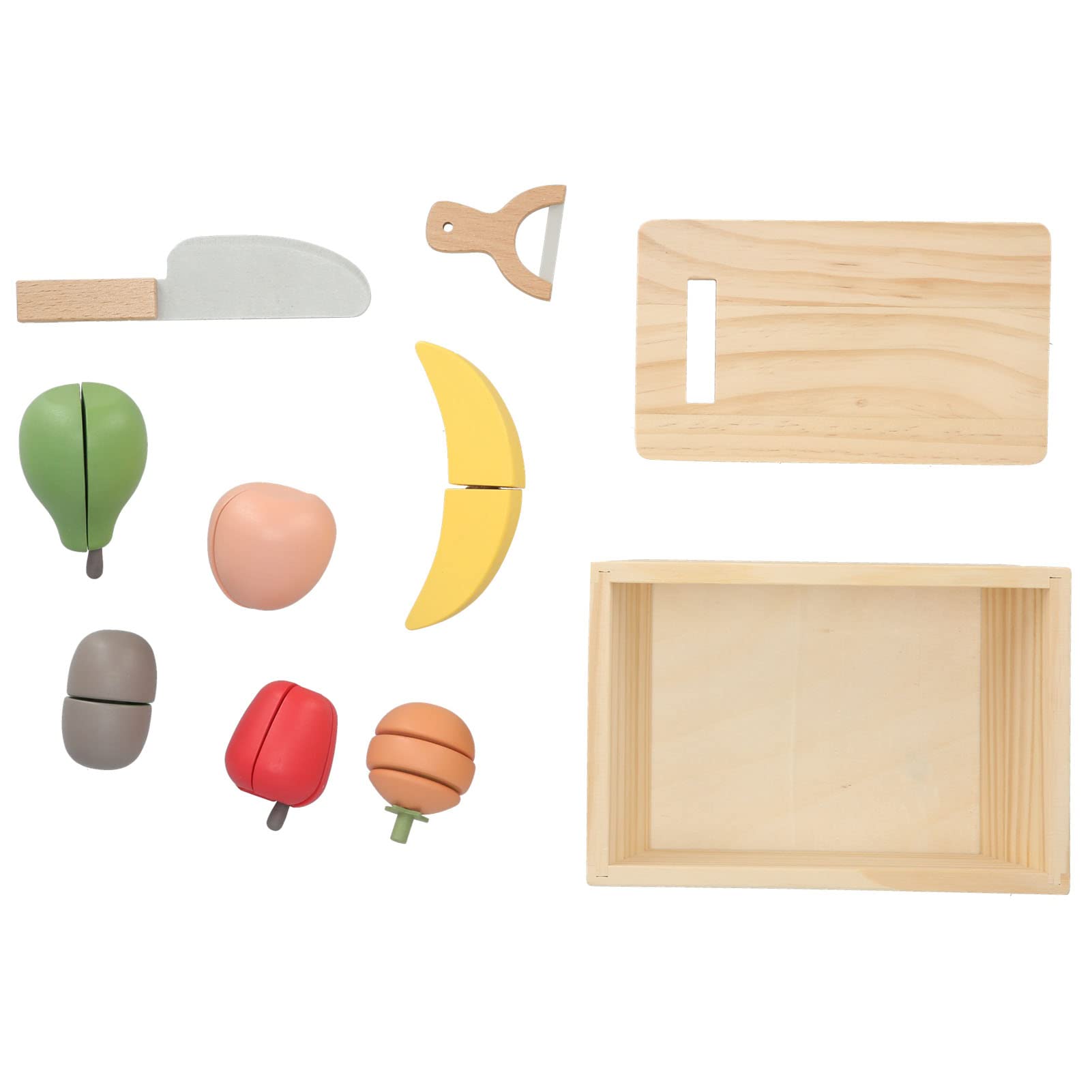 Simulated Fruit & Vegetable Cutting Play Set - Educational Kitchen Pretend Toy for Kids, Boys & Girls - Develops Early Learning & Basic Skills - Perfect for Role Play & Montessori Activities
