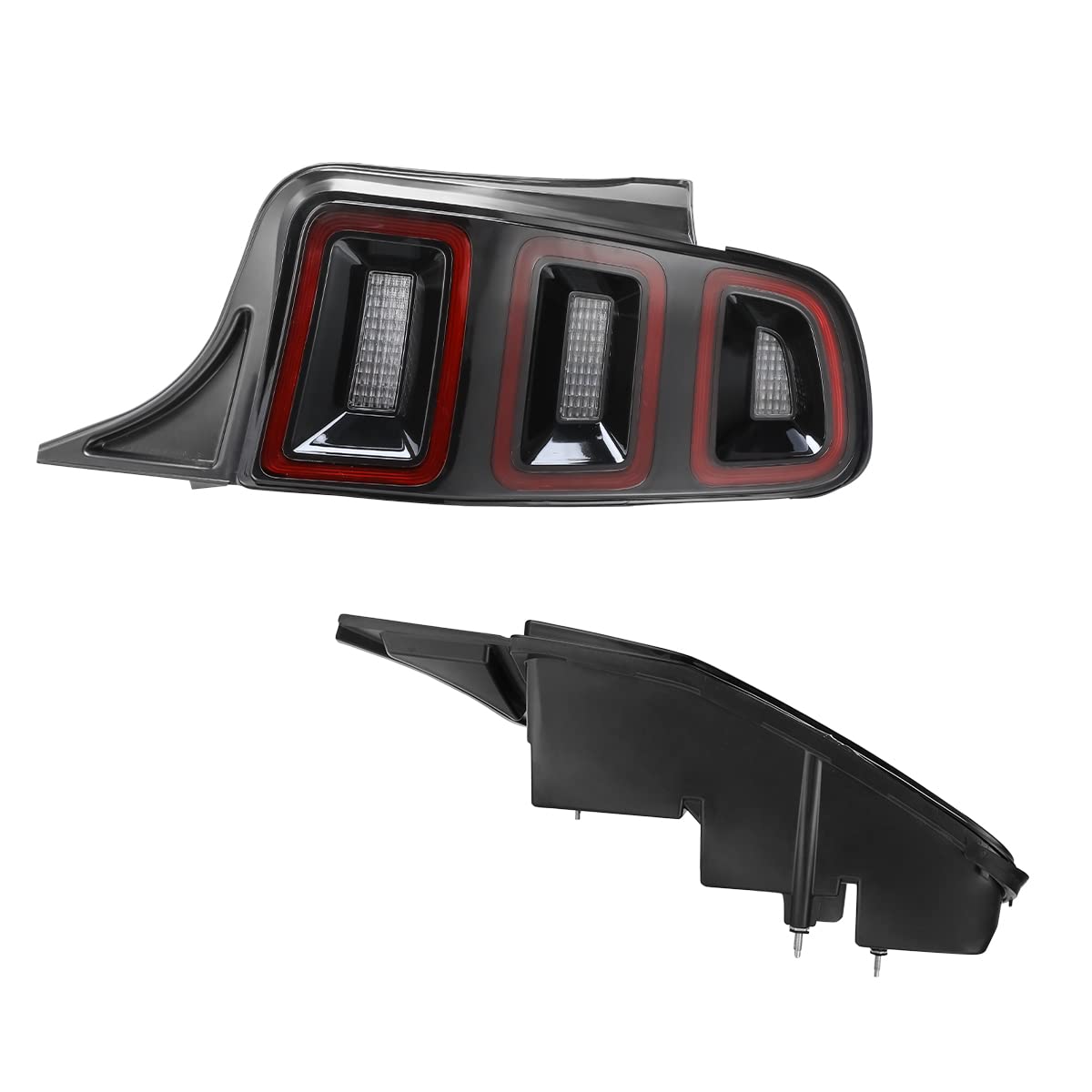 Winjet Full LED Tail Lights Assembly for 2010-2014 Ford Mustang | Chrome Housing Red Lens | Amber Sequential Turn Signals, DRL & LED Reverse Lights | Upgrade for Street & Show Car Performance