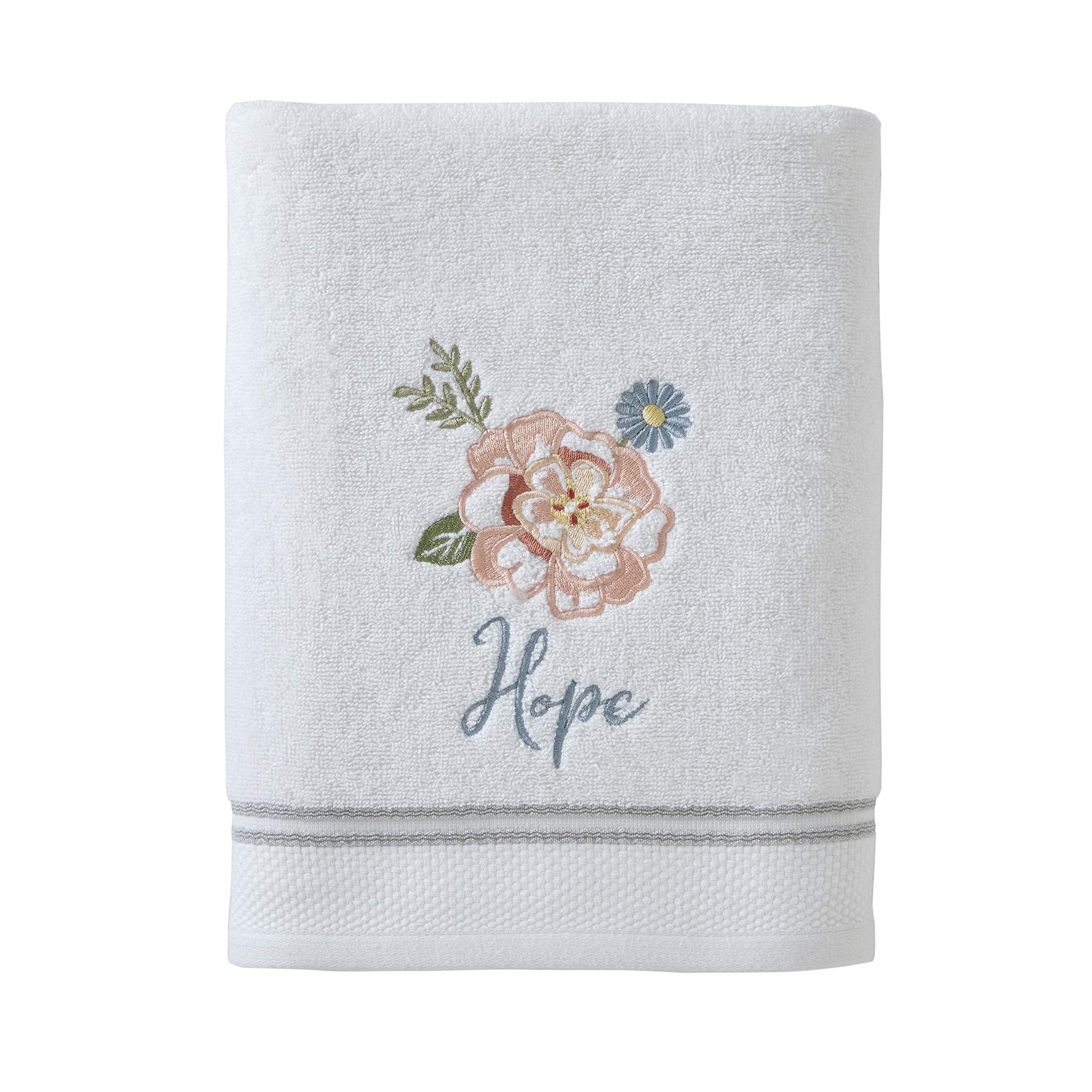 SKL Home Inspirational Meadow Bath Towel Set - Soft & Absorbent White Bath Towels for Spa, Bathroom & Guest Use - Perfect for Luxury Home Decor & Gifts