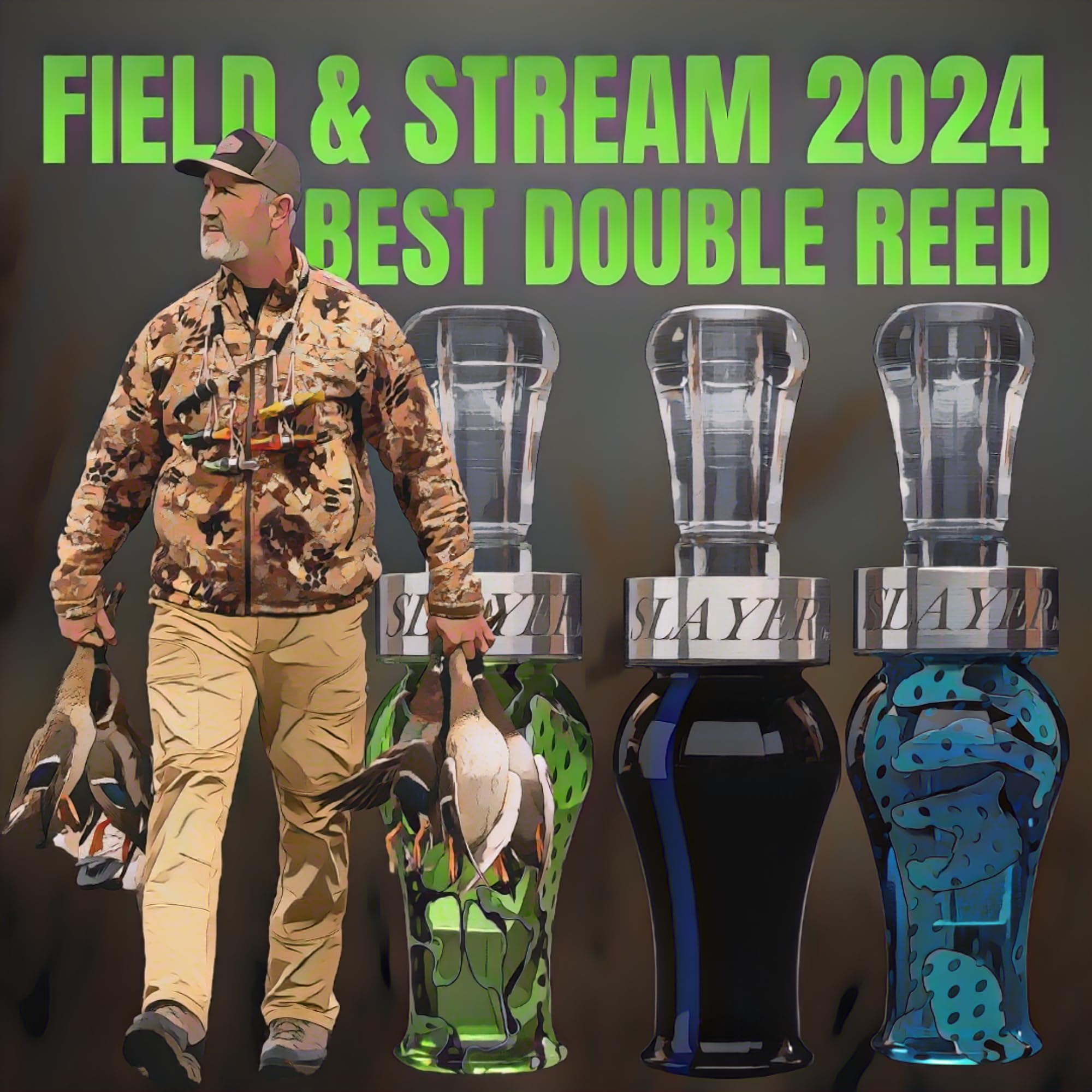 Premium Drake Double Reed Duck Call - Realistic Hunting Sound for Waterfowl | Superior Tone & Easy to Use | Beginner to Expert Duck Hunting Accessories | Ideal for Marsh, Field & Blind Hunting