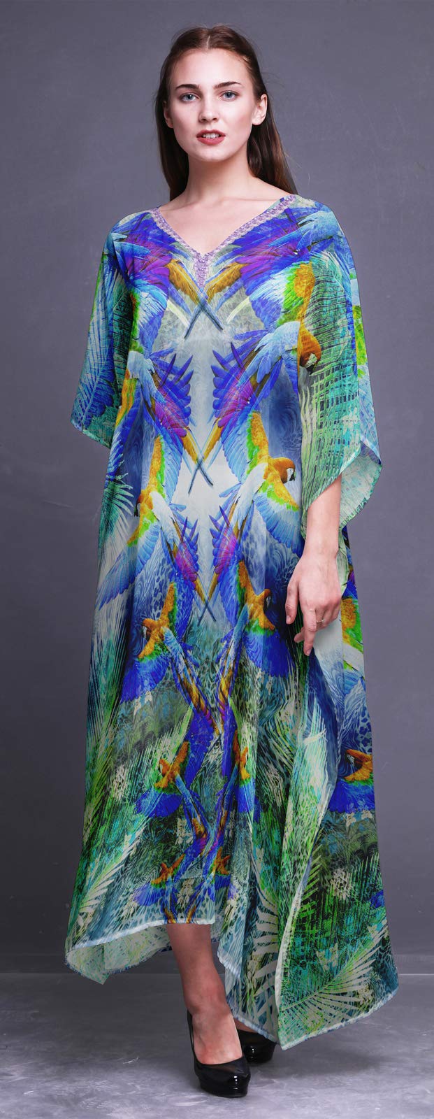 Plus Size Kaftan Dresses for Women - Flowy Summer Beach Cover Up, Boho Kimono Maxi Dress for Lounge, Pool & Vacation | Lightweight Casual Wear