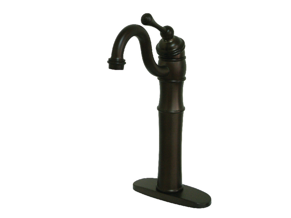 Kingston Brass KB3422BL Modern Vessel Sink Faucet - Single Hole Bathroom Sink Faucet with High Arc Spout, Matte Black Finish for Vanity, Powder Room & Luxury Bathroom Decor