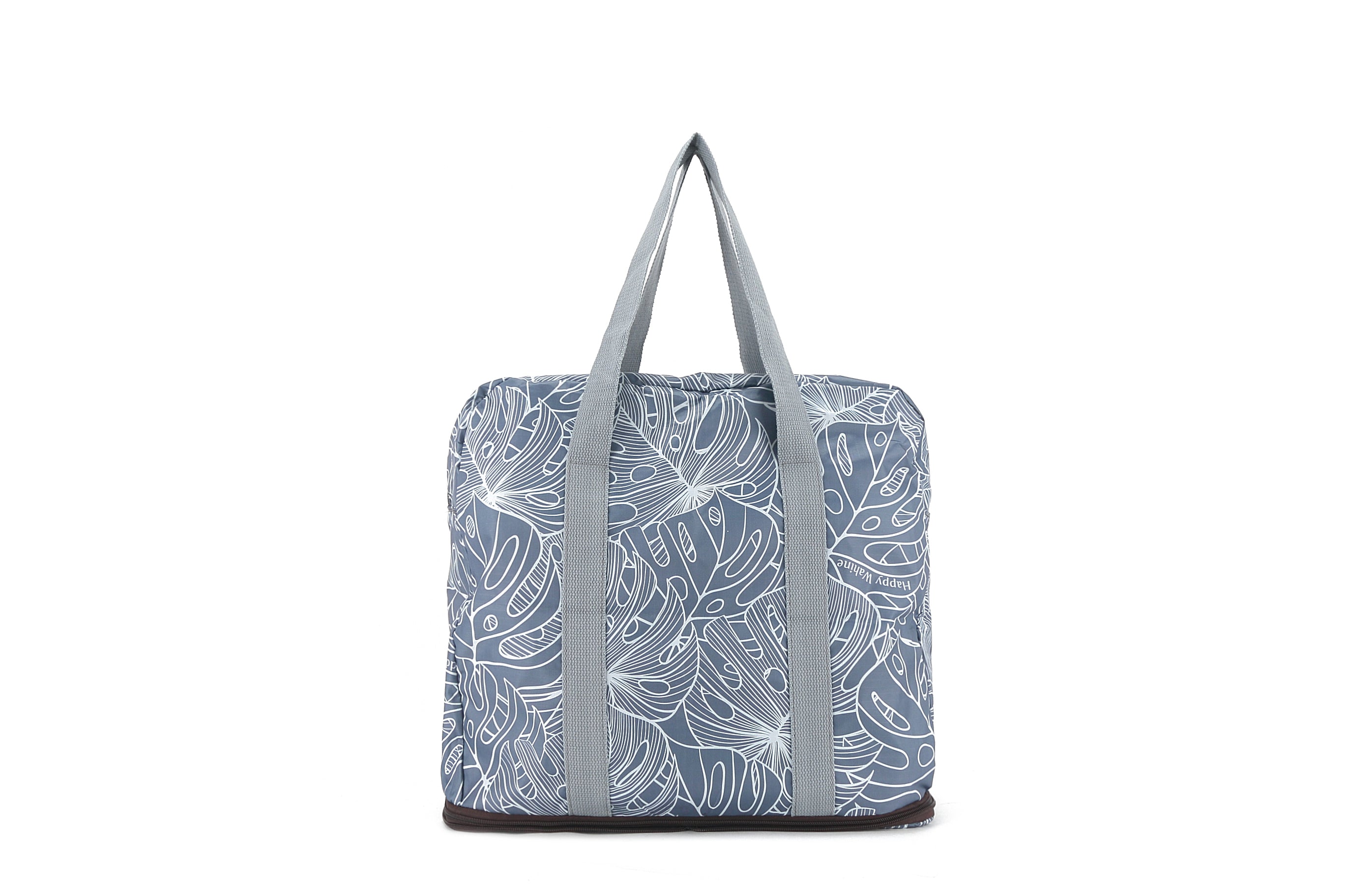 Foldable Duffle Bag for Travel & Gym - Waterproof Lightweight Carry On Luggage with Shoulder Strap - Perfect for Weekend Trips, Sports Gear & Workout Essentials (Sophie Monstera Lines Grey)