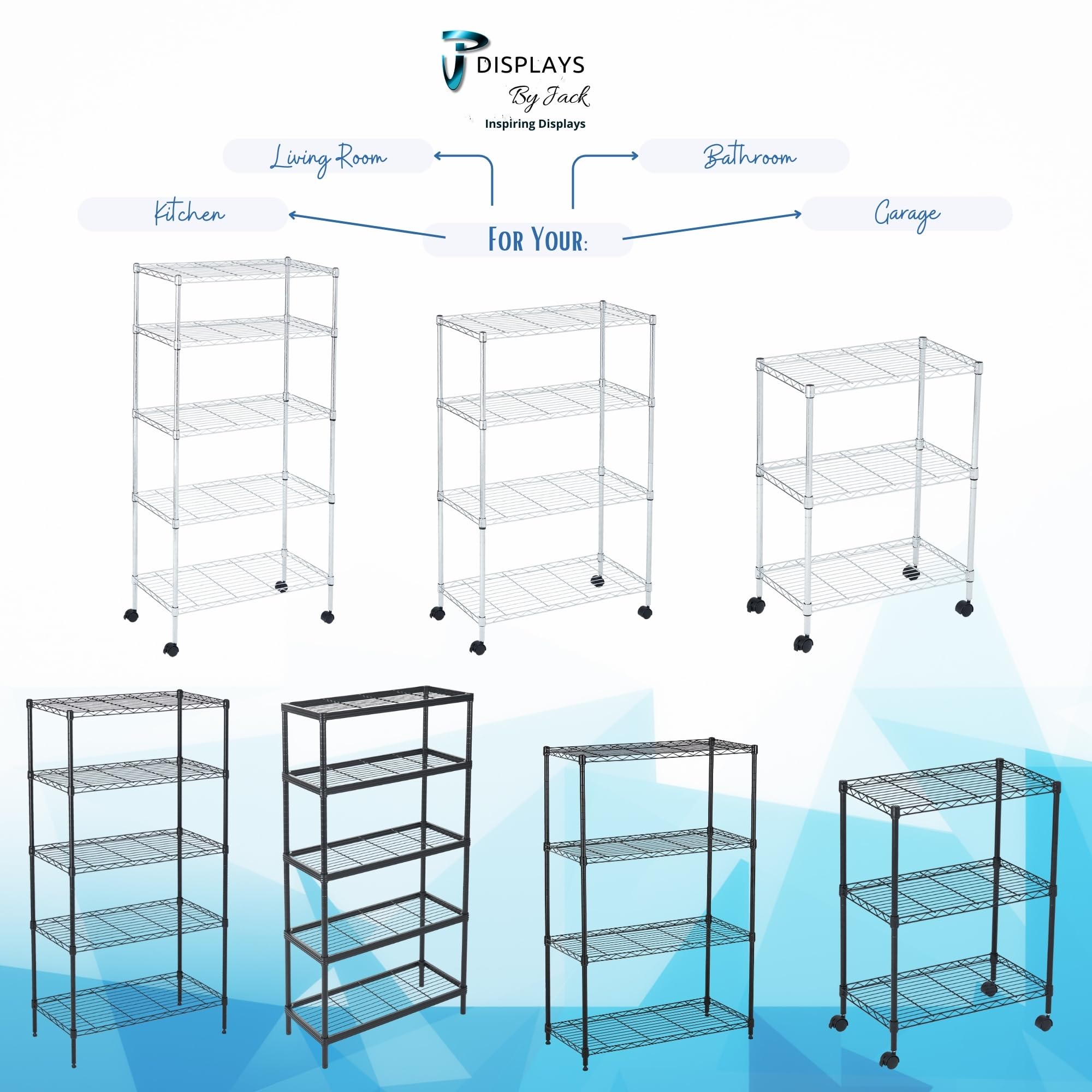 5-Tier Heavy Duty Metal Wire Shelving Unit - 14