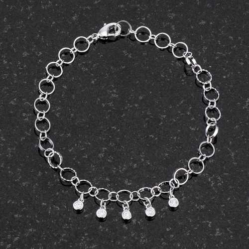 0.55 Ct Elegant 8-Piece Rhodium Plated CZ Charm Bracelet for Women - Perfect for Parties, Weddings & Everyday Wear