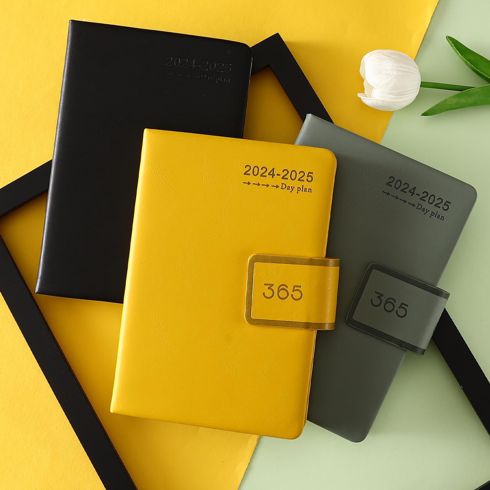 2024-2025 Daily Planner A5 Size | Mid-Year Academic Planner from 07/2024 to 06/2025 | Hard Cover with Colorful Monthly Tabs | Includes Pen Loop, Bookmark & Inner Pocket | Black | Perfect for Students, Professionals & Organizing Schedules