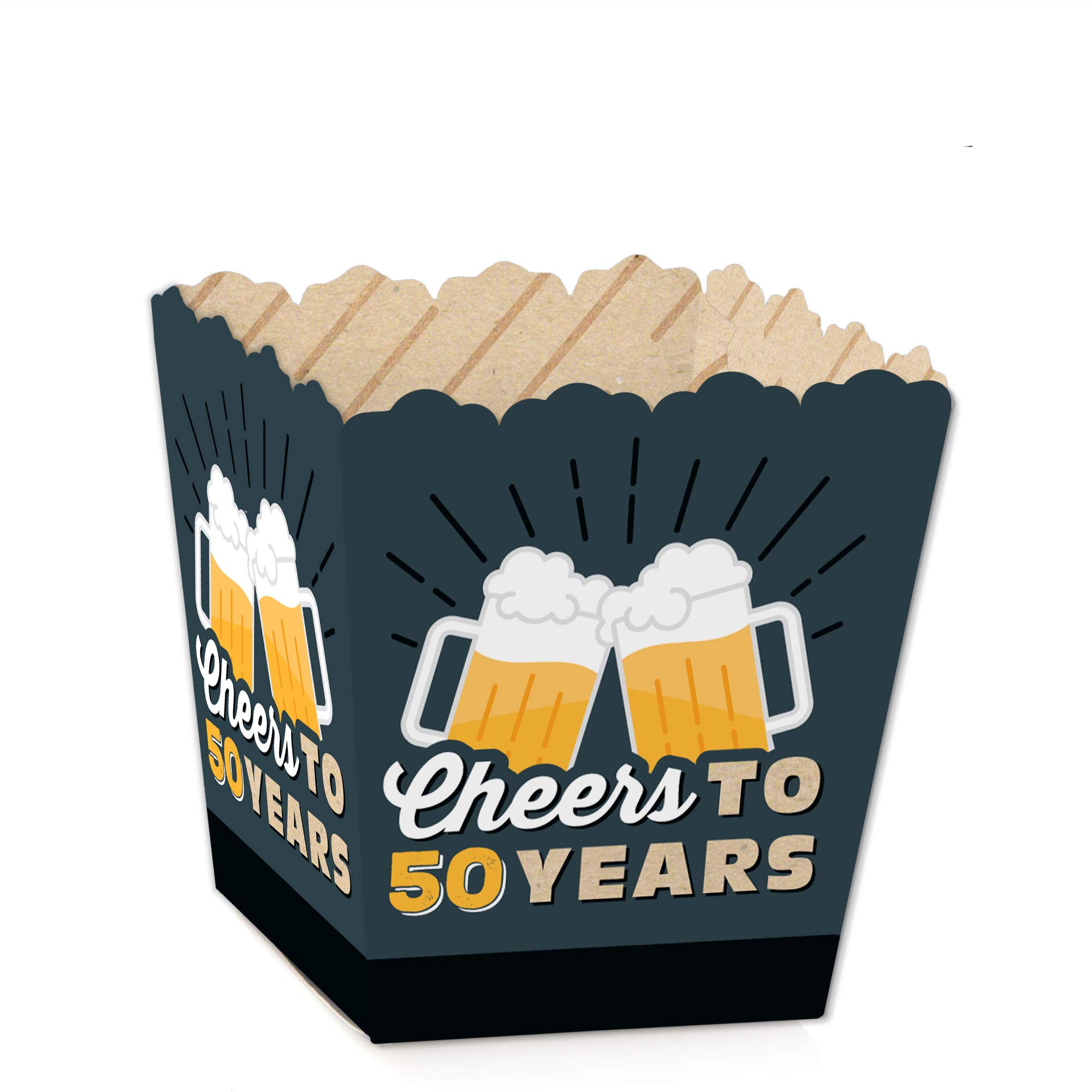 Cheers & Beers 50th Birthday Party Favor Boxes - Set of 12 for Candy Treats