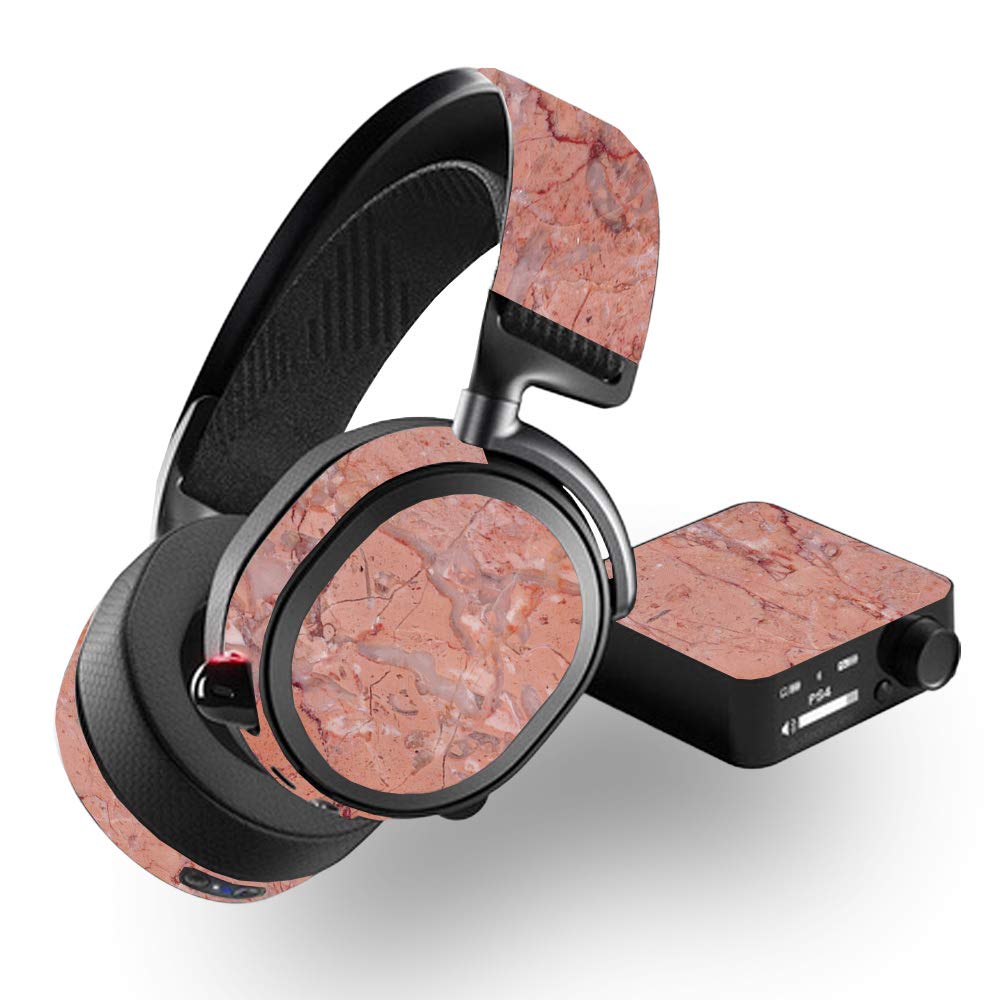 SteelSeries Arctis Pro Wireless Skin - Pink Marble Vinyl Wrap | Protective & Durable Decal Cover | Easy to Apply & Remove | Made in USA | Perfect for Gaming, Streaming & Travel Protection
