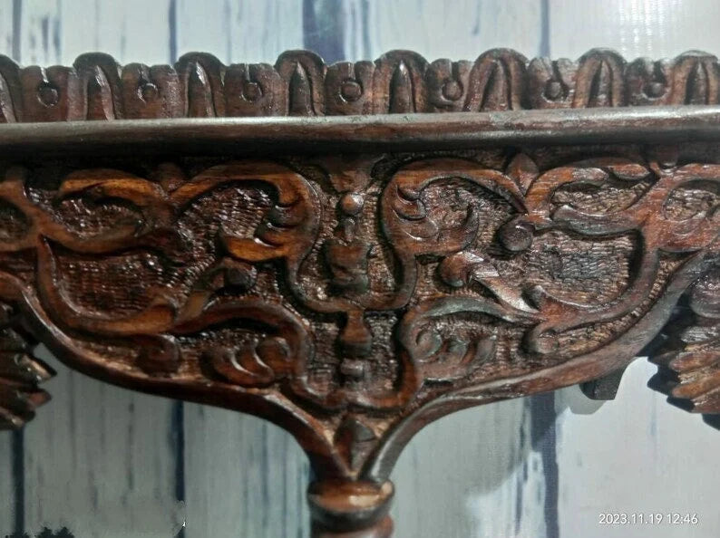 Hand Carved Mango Wood Floating Shelf - Rustic Brown Wall Decor for Living Room, Bedroom, Office | Durable & Stylish Storage Solution for Books, Plants & Home Decor