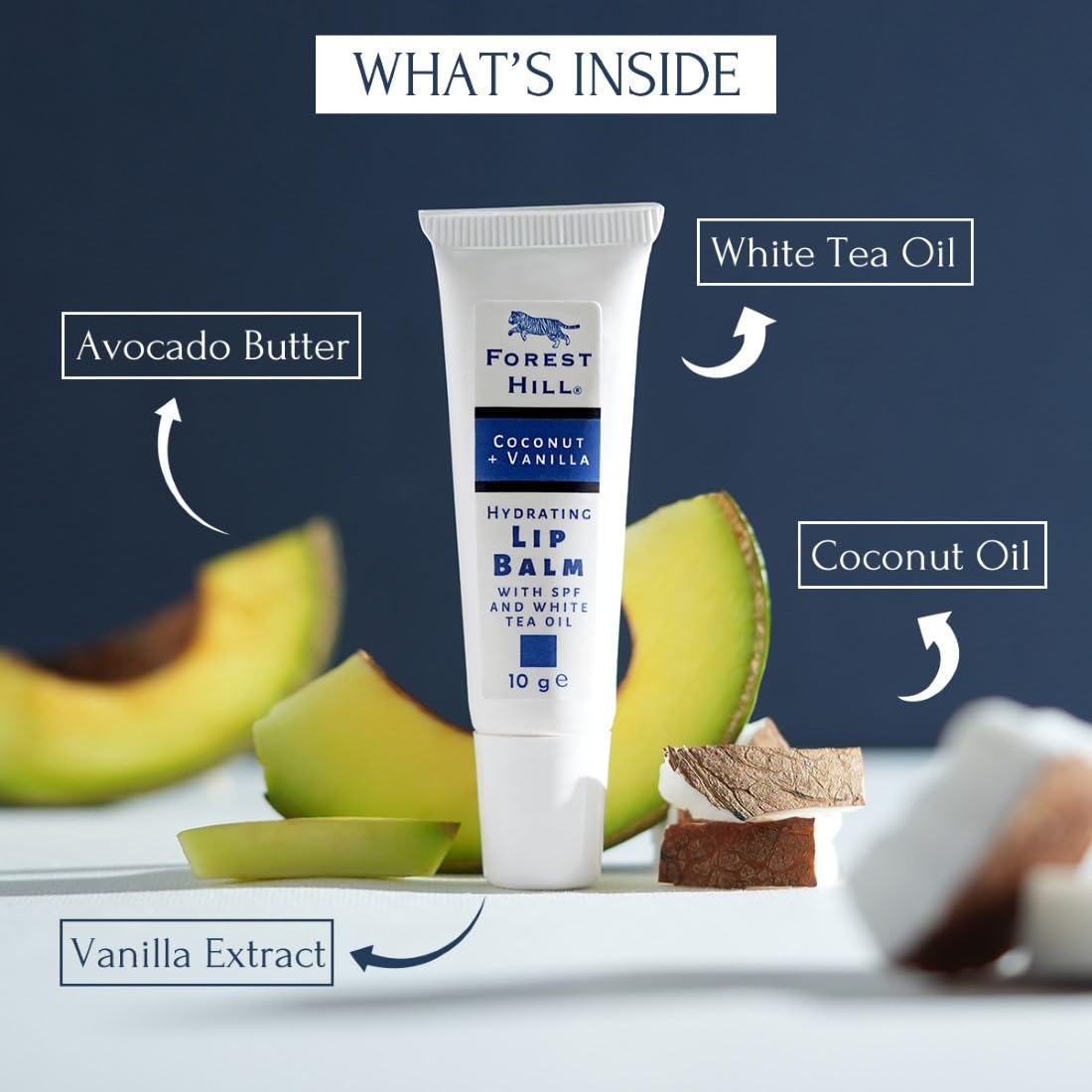 Forest Hill SPF 50 Lip Balm for Men - Coconut Oil, Avocado Butter & White Tea Infused - Heals Dry, Chapped & Cracked Lips - 10g Moisturizing Lip Care - Perfect for Outdoor Activities, Hiking & Winter Protection