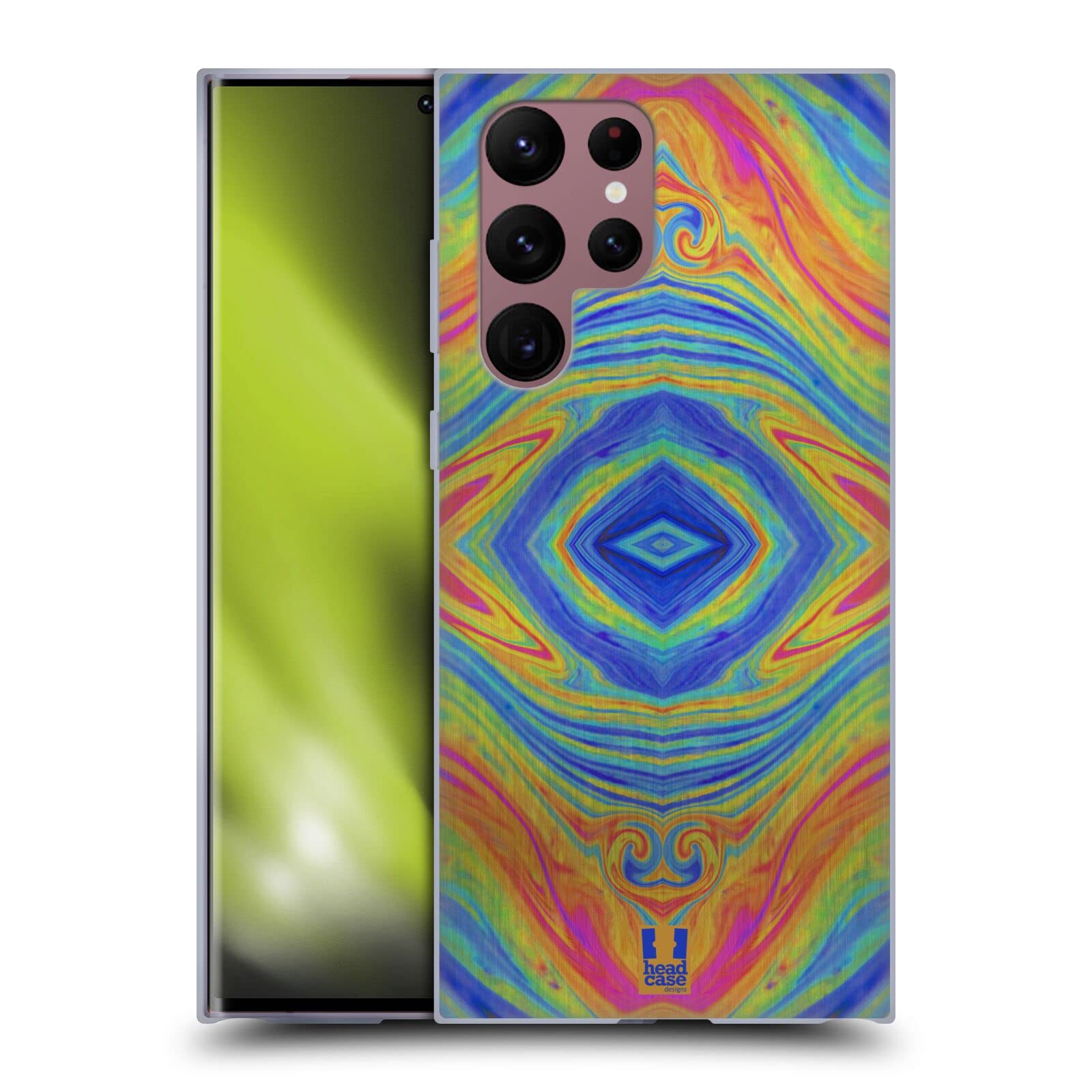 Head Case Designs Kaleidoscope Oil Slick Soft Gel Case for Samsung Galaxy S22 Ultra 5G - Durable Protection with Stylish Design for Everyday Use and Travel