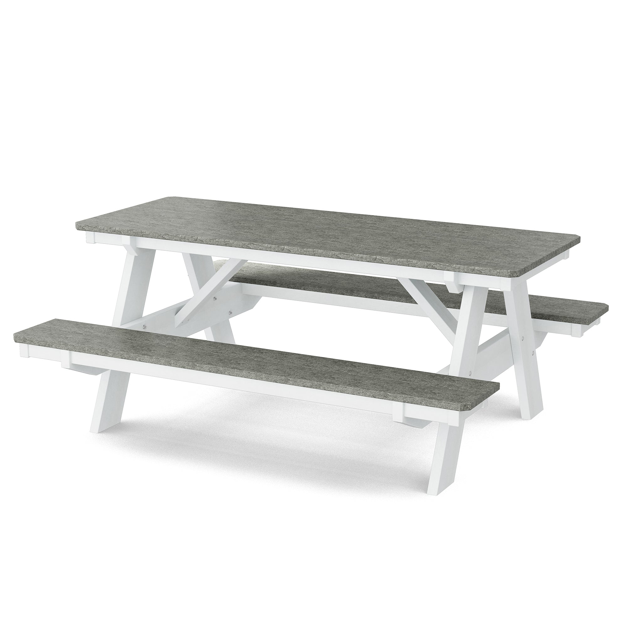 Heritage 72 Inch Outdoor Picnic Table with Attached Benches - Durable All-Weather Patio Furniture for Backyard, Garden, and Park Gatherings
