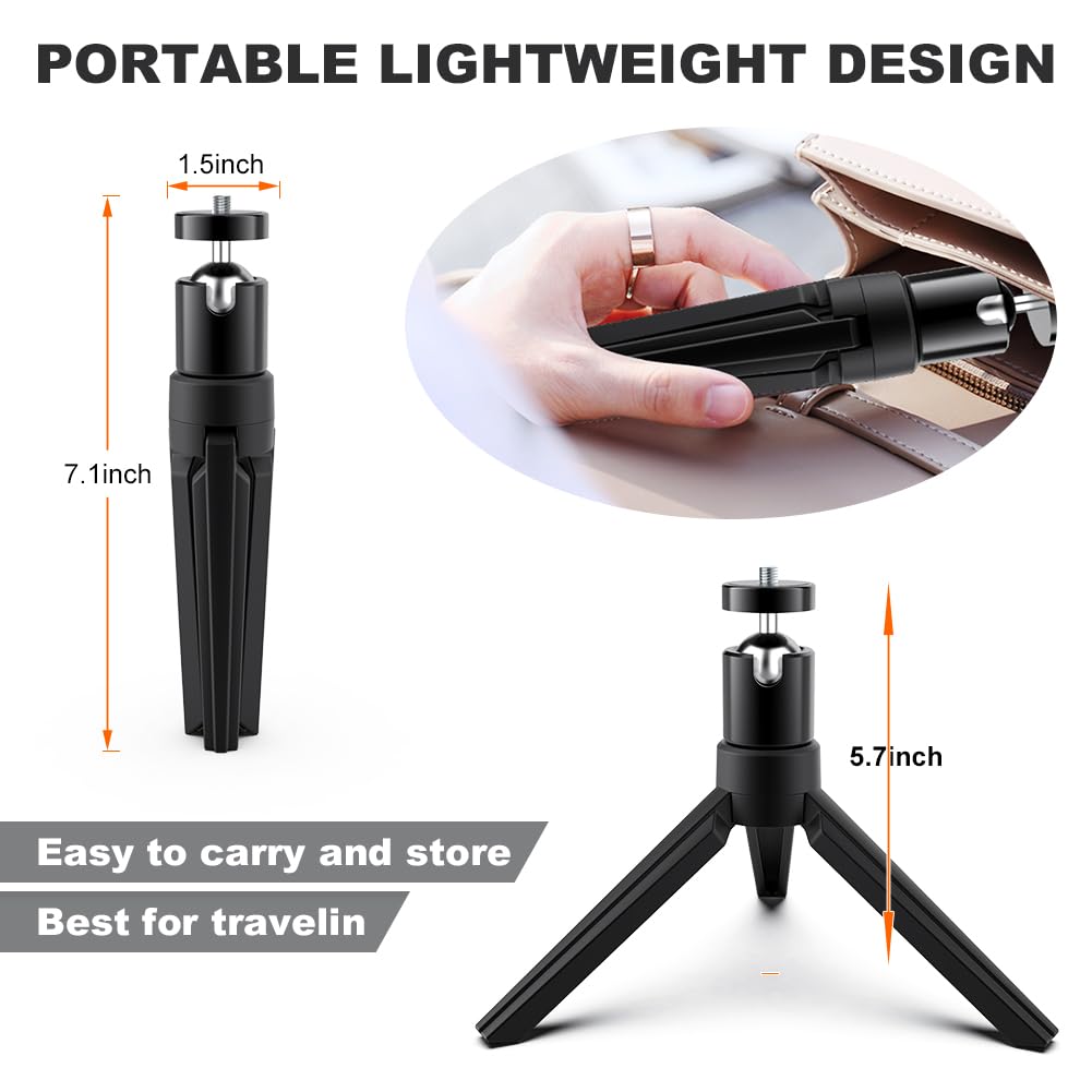Didbynm 6.3 Inch Mini Projector Tripod Stand - Compact Desktop Tripod with Universal 1/4 Screw & Ballhead - Portable Tripod for Mini Projectors, Cameras, Smooth 4, Osmo Mobile, Vimble 2 - Perfect for Home Theater, Outdoor Movies & Vlogging