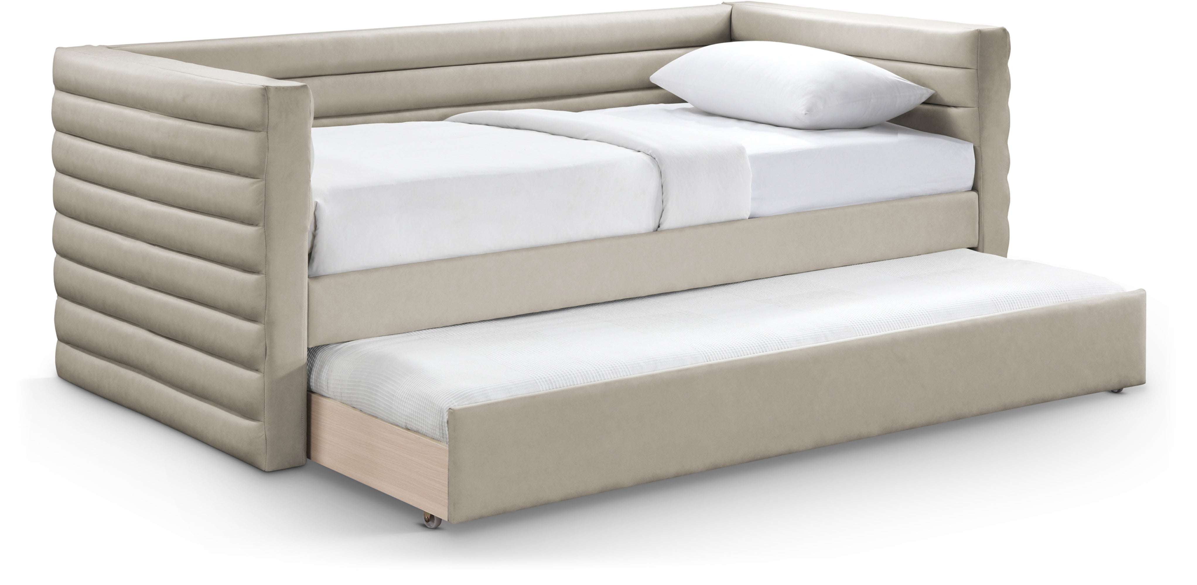 Beverly Vegan Leather Daybed - Modern Faux Leather Sofa Bed for Living Room, Guest Room & Small Spaces | Comfortable Sleeper Couch with Premium PU Leather