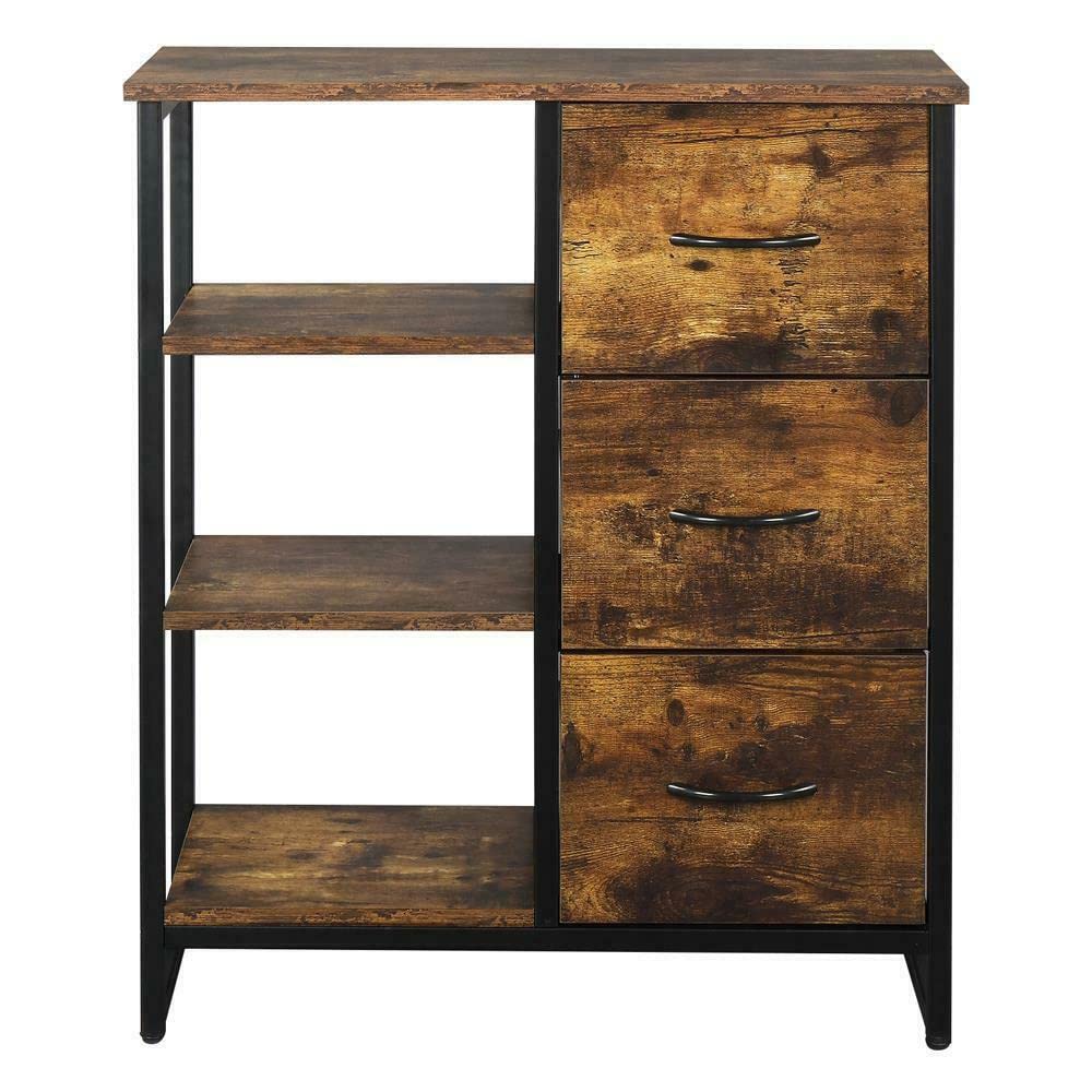 3-Tier Freestanding Storage Cabinet - Brown Fabric Pantry Organizer for Kitchen, Bathroom, or Closet | Space-Saving Shelving Unit for Food, Towels & Home Essentials