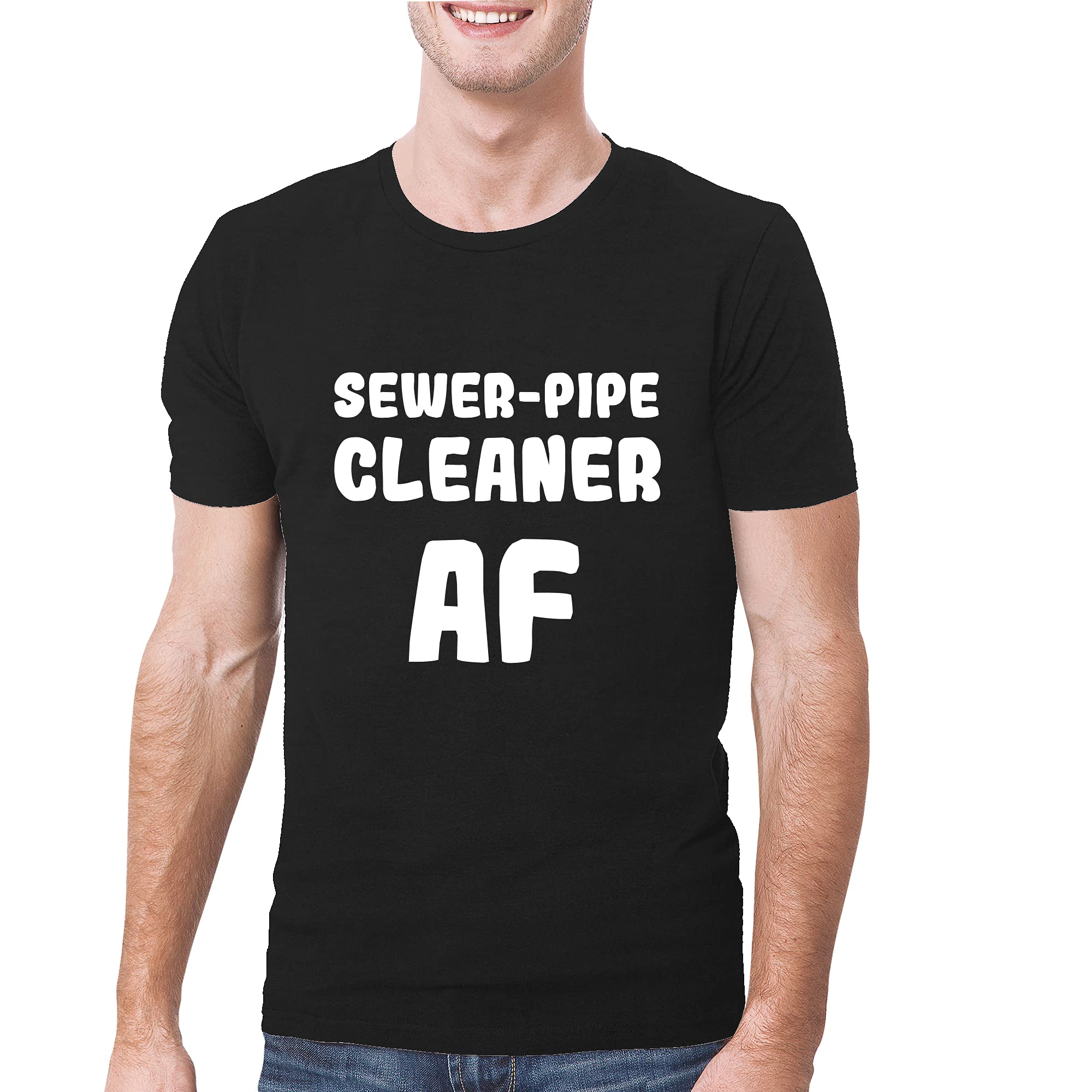 AF Sewer-Pipe Cleaner Graphic Men's T-Shirt - Soft Cotton Comfort Fit Tee for Casual Wear & Work Uniforms