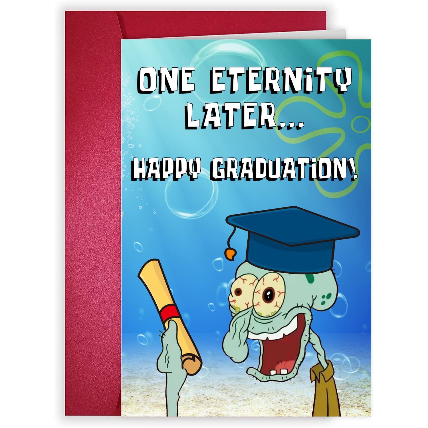Funny Spongebob Graduation Card 2023 - Congrats Grad Card for High School, College & PhD Students - Perfect for Graduation Parties, Gifts & Celebrations