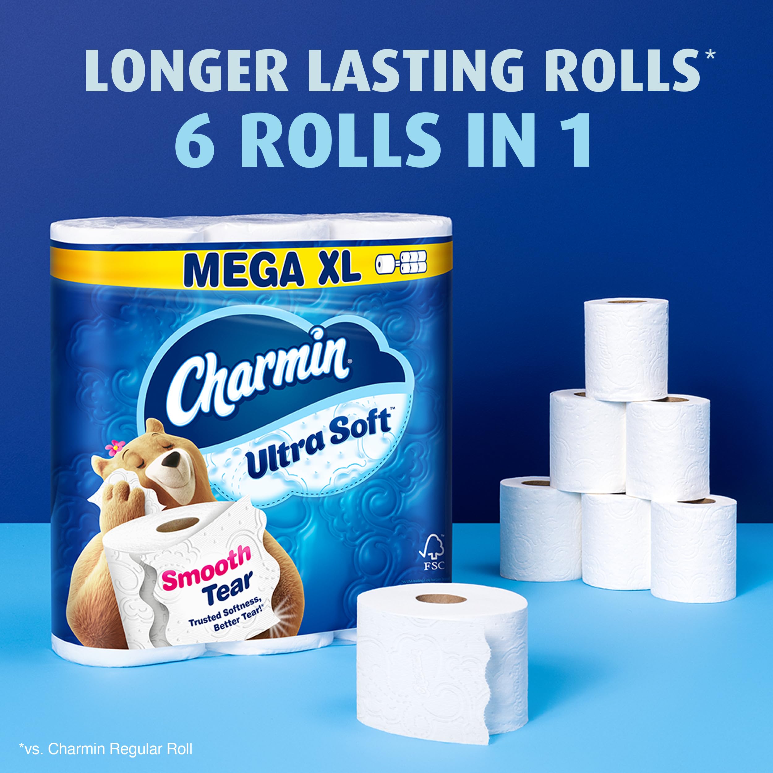 Charmin Ultra Soft Toilet Paper - 18 Mega XL Rolls (Equivalent to 108 Regular Rolls) | Premium Bath Tissue for Gentle Clean | Perfect for Home, Office & RV Use
