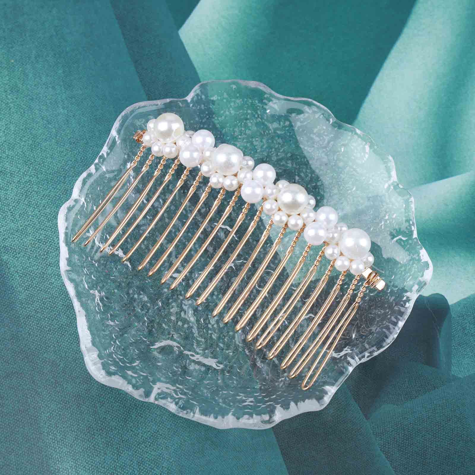 Vintage French Pearl Bridal Hair Comb - Elegant Side Hairpiece for Women & Girls | Wedding, Prom, Bridal Shower, and Special Occasion Accessory
