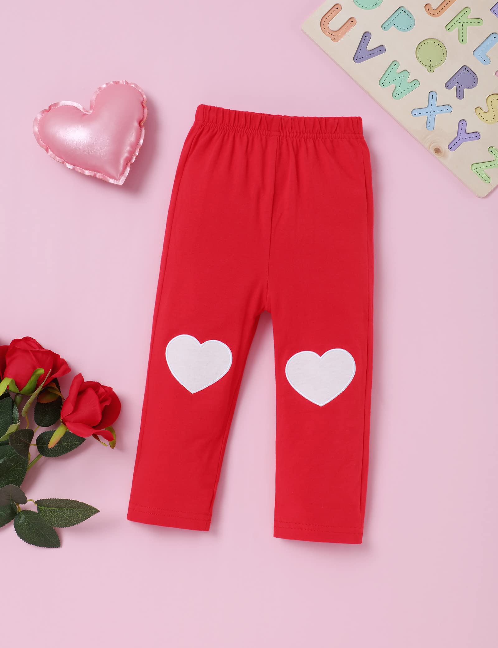 Valentine's Day Outfit for Baby Girls - Red Ruffled Sleeve Top & Heart-Shaped Pants Set | Cute Toddler Girl Clothes for Holiday Photos, Birthday Parties & Special Occasions