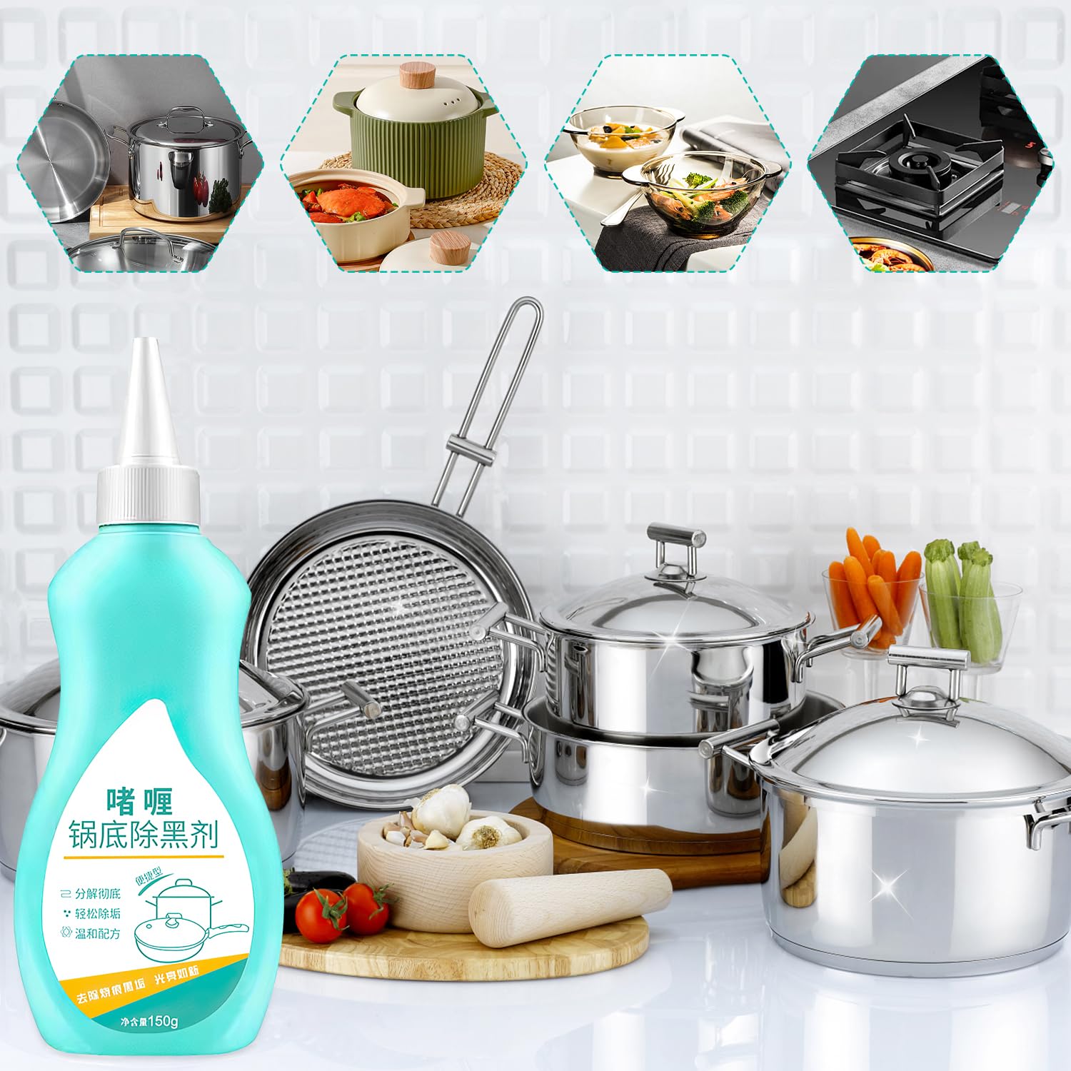 2-Pack Magic Gel Cleaner for Pots and Pans - Heavy Duty Cookware Bottom Cleaner, Non-Scratch Stove Top & Burner Cleaner - Perfect for Burnt-On Grease & Stubborn Stains (Kitchen, Camping, RV)