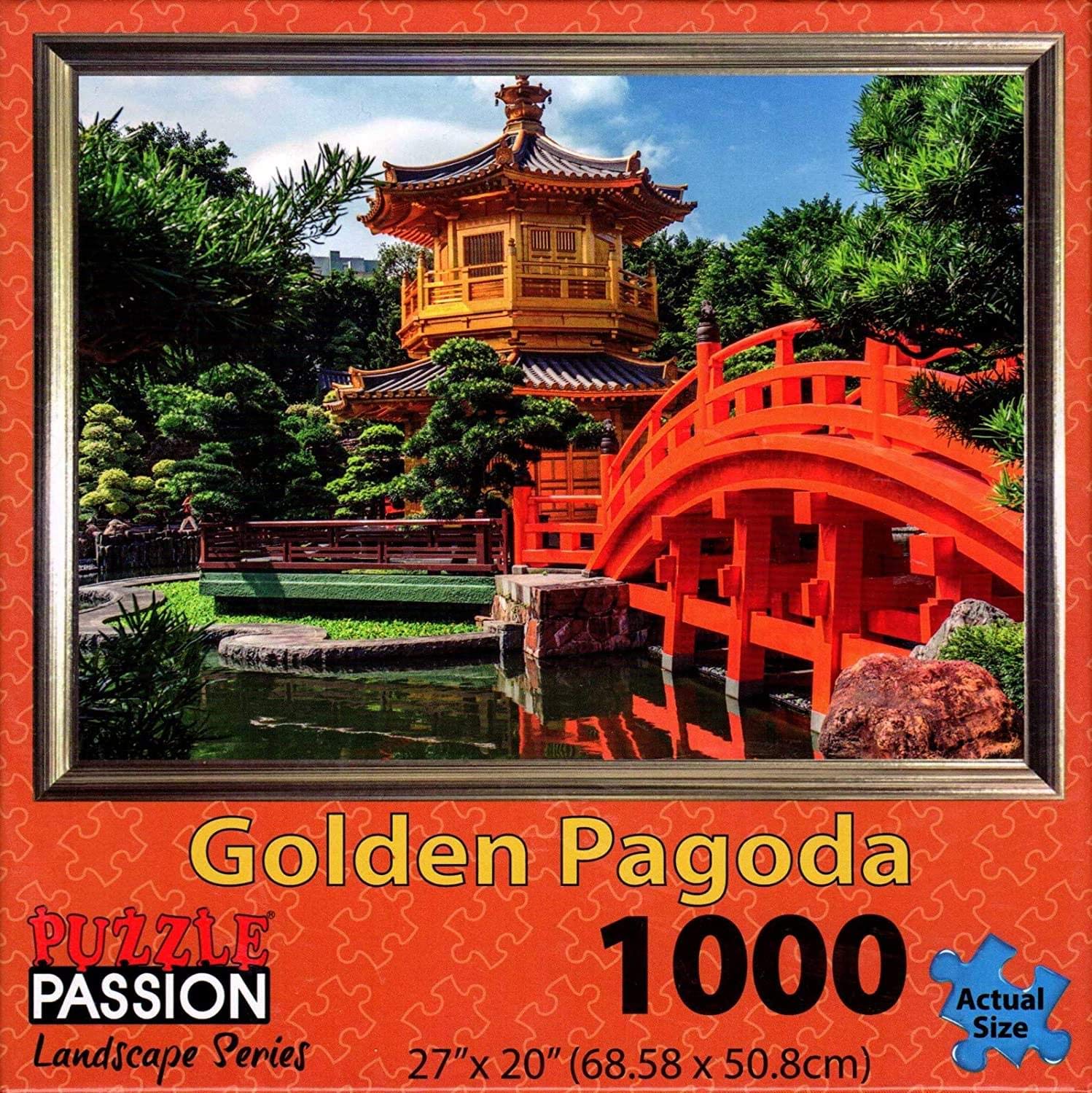 Golden Pagoda 1000 Piece Jigsaw Puzzle for Adults - Challenging Asian Temple Landscape Puzzle - Perfect for Family Game Night & Stress Relief