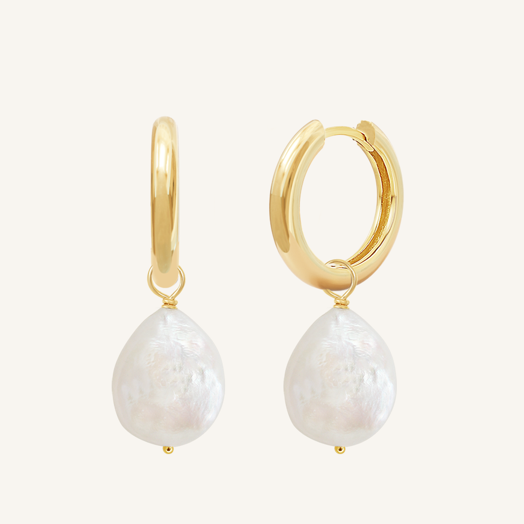Elegant Capri Pearl Charm Hoop Earrings for Women - Perfect for Weddings, Parties & Everyday Wear