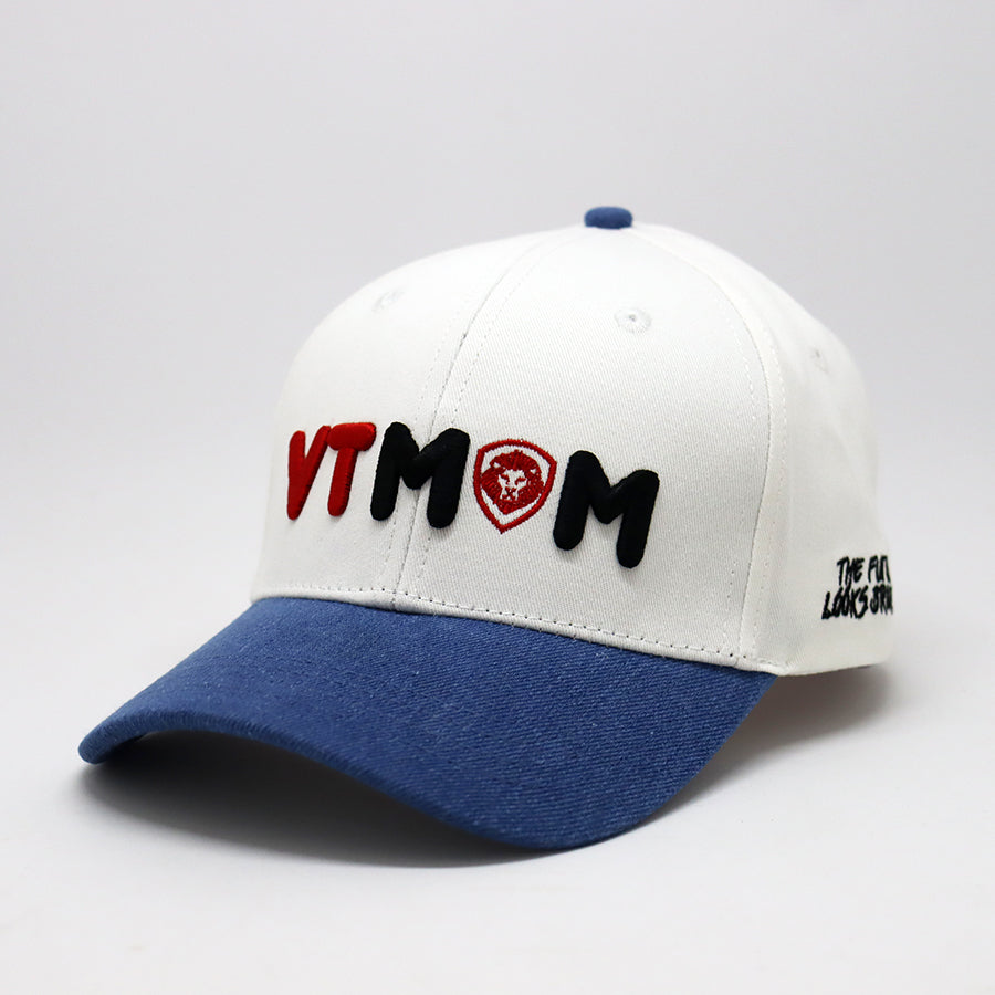 Future Looks Bright VT MOM White & Denim Dual Tone Snapback Hat | Adjustable Baseball Cap for Women & Men | Perfect for Sports, Outdoor Activities & Casual Wear