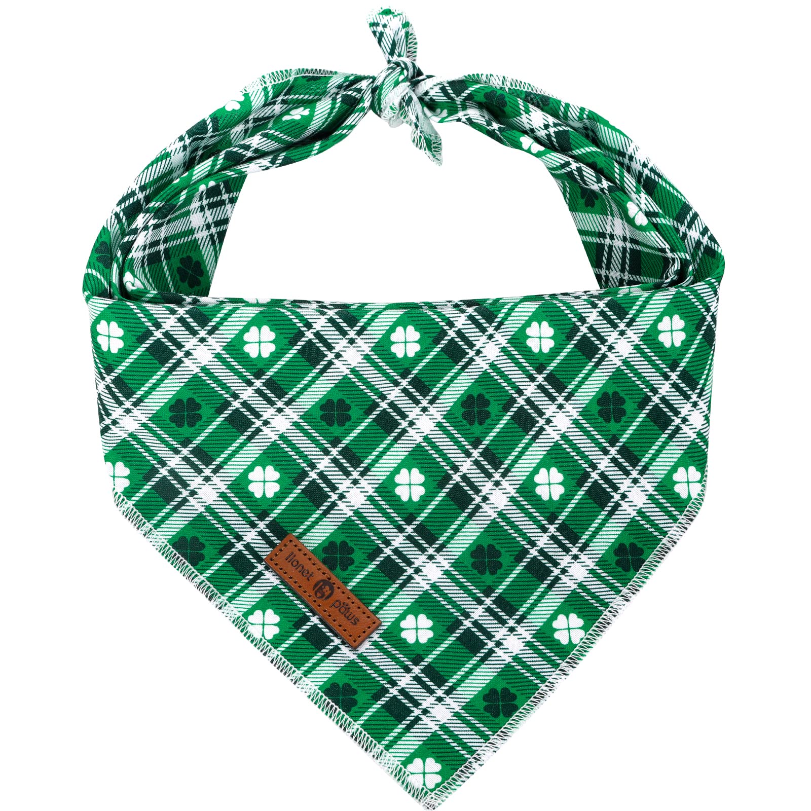 Lionet Paws St. Patrick's Day Dog Bandana - Green Clover Triangle Scarf for Small, Medium & Large Dogs & Cats - Perfect for St. Patrick's Day Parades, Pet Parties & Holiday Photos