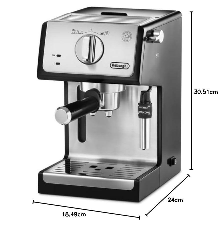 De'Longhi ECP35.31 Traditional Barista Pump Espresso Machine - Professional Coffee & Cappuccino Maker for Home Use, Black | Perfect for Espresso Lovers & Entertaining Guests