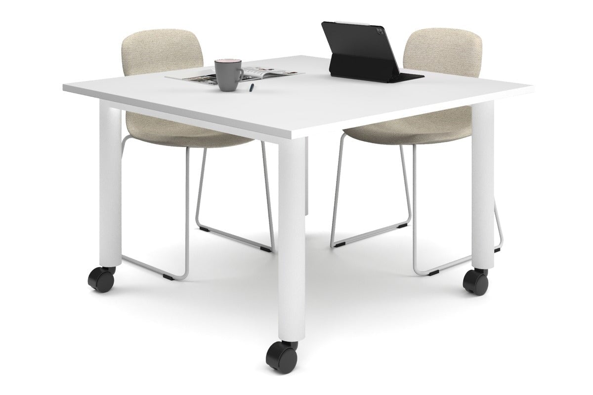 Quadro 80mm Cylinder Leg Mobile Meeting Table - 1200L x 1200W - Adjustable Height Conference Table for Office, Meeting Room & Coworking Space - Perfect for Team Collaboration & Business Meetings