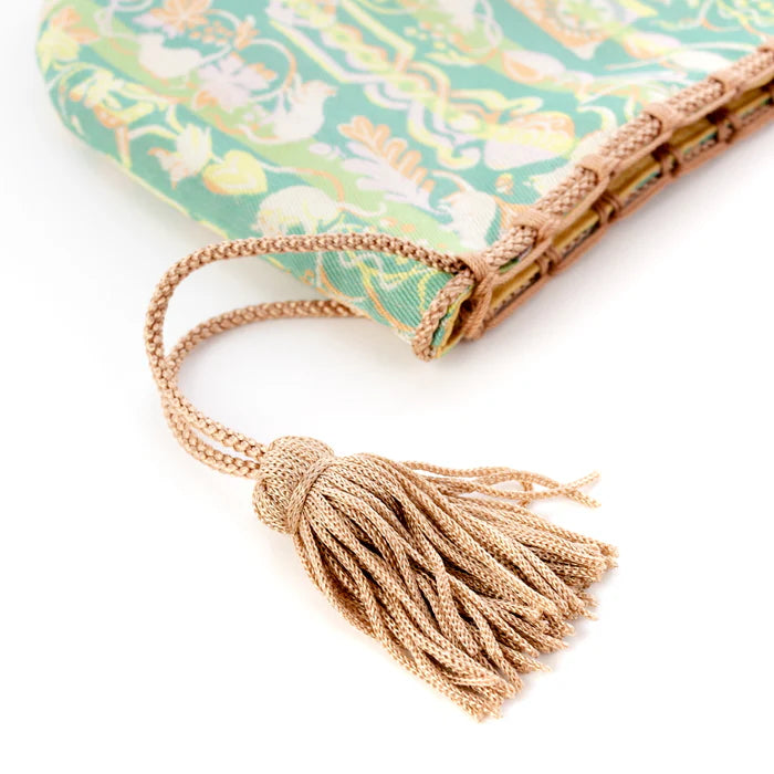 Nishijin Ori Small Drawstring Bag - Japanese Traditional Craft Purse Made in Kyoto | Cat & Love Spoon Design | Perfect for Gift, Cosplay & Cultural Enthusiasts