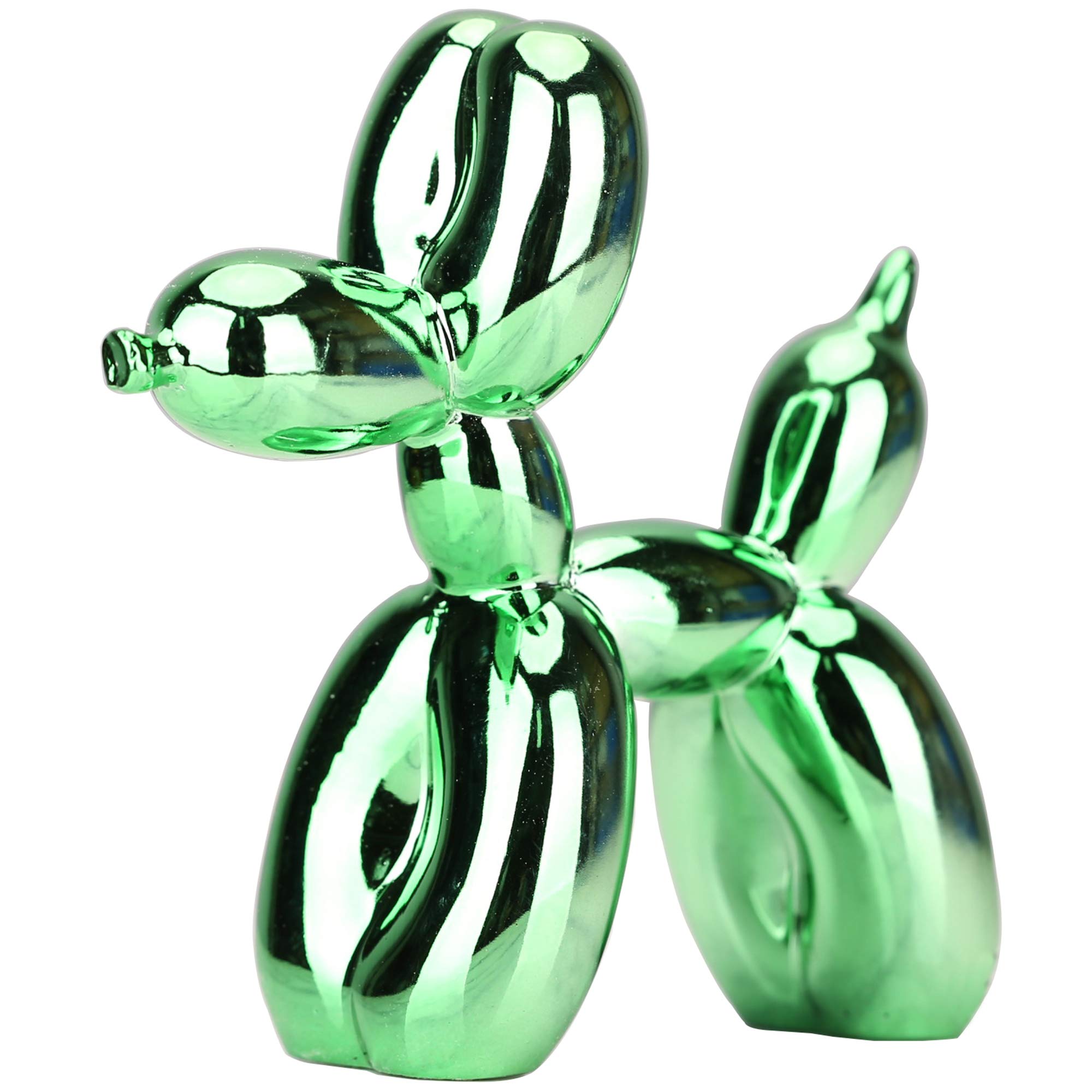 Balloon Dog Sculpture - Modern Resin Art Decor for Home & Office - Trendy Animal Statue Collectible - Funky Bedroom & Living Room Decor - Standing Desk Decoration (9.8×9.8×3.5 Inches, Green) - Perfect for Housewarming Gifts & Contemporary Interior Design