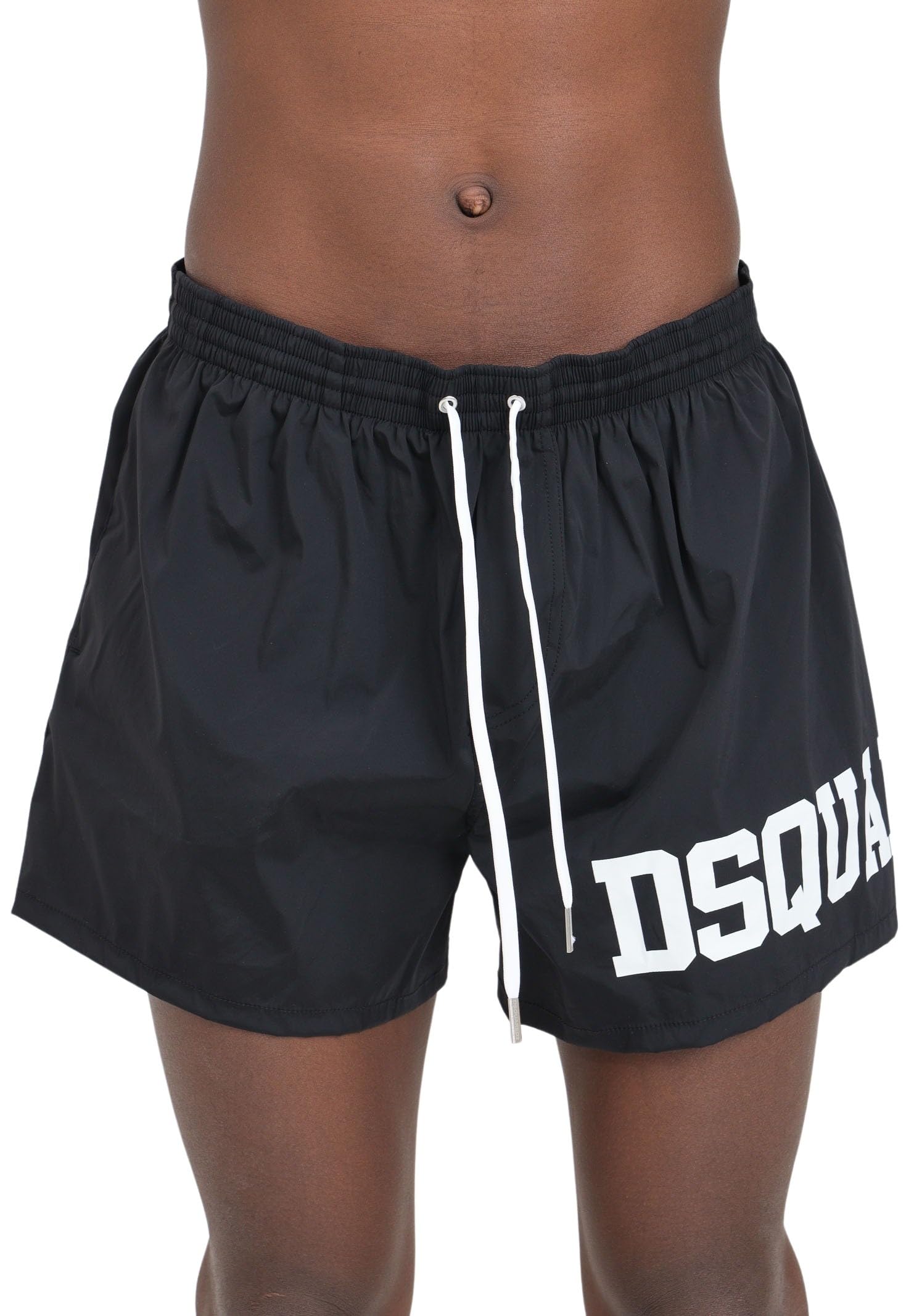 DSQUARED2 Men's Black Logo Print Side Stripes Shorts - Casual Summer Beachwear & Gym Athletic Shorts for Men