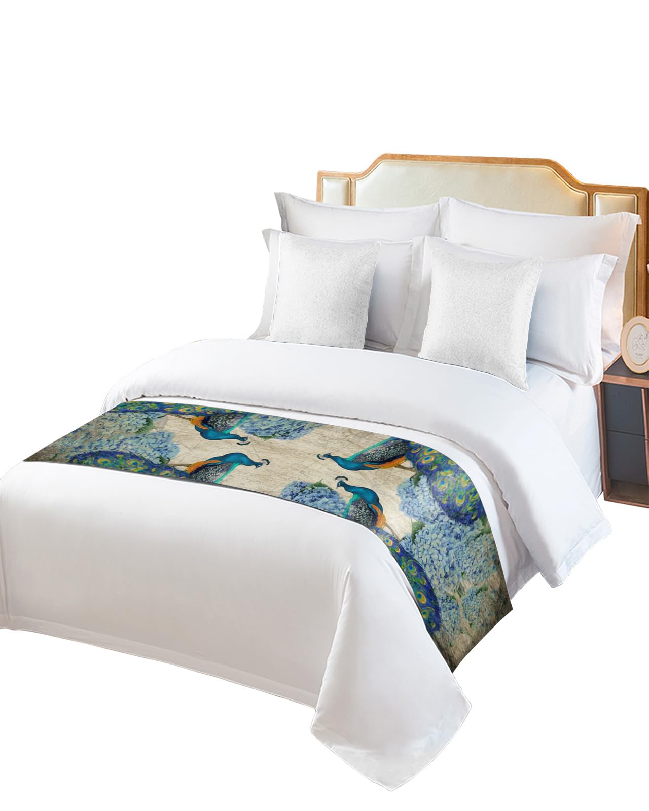 Smile Sunflower Bed Runner Scarf - Rustic Peacock Decorative Bedding Cover for King Size Beds (102x20 inches) - Perfect for Home, Bedroom, Hotel & Wedding Room Decor - Adds Elegance to Foot of Bed