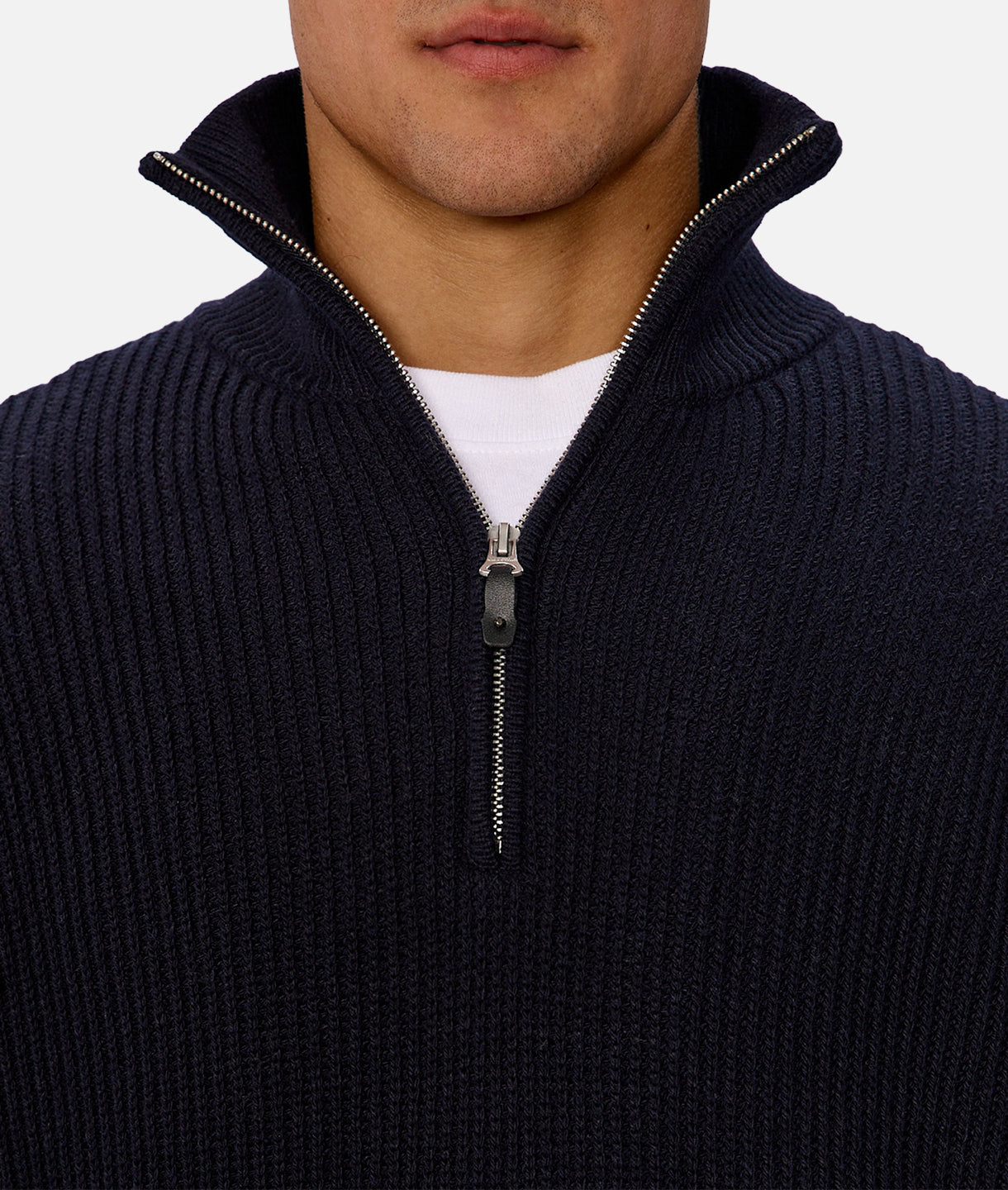 Montreal Zip Neck Knit Sweater - True Navy Blue - Cozy Winter Pullover for Men & Women | Perfect for Casual Outfits, Office Wear & Cold Weather Layering