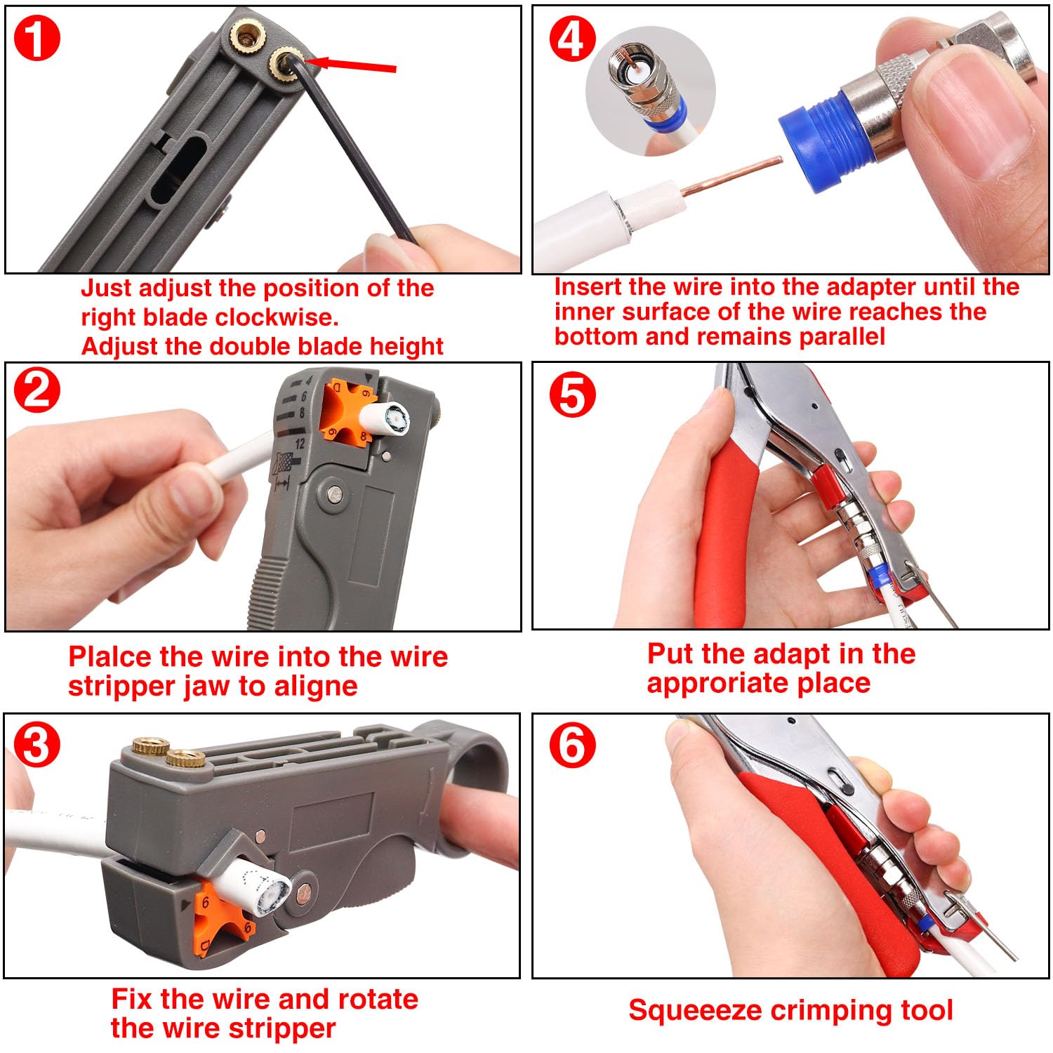 Taiss Coax Cable Crimper Tool Kit - 20 PCS F Style RG59 RG6 Compression Connectors, Coaxial Cable Stripper & Compression Tool - Professional Coaxial Cable Installation Kit for Home Theater, Satellite TV & Internet Setup