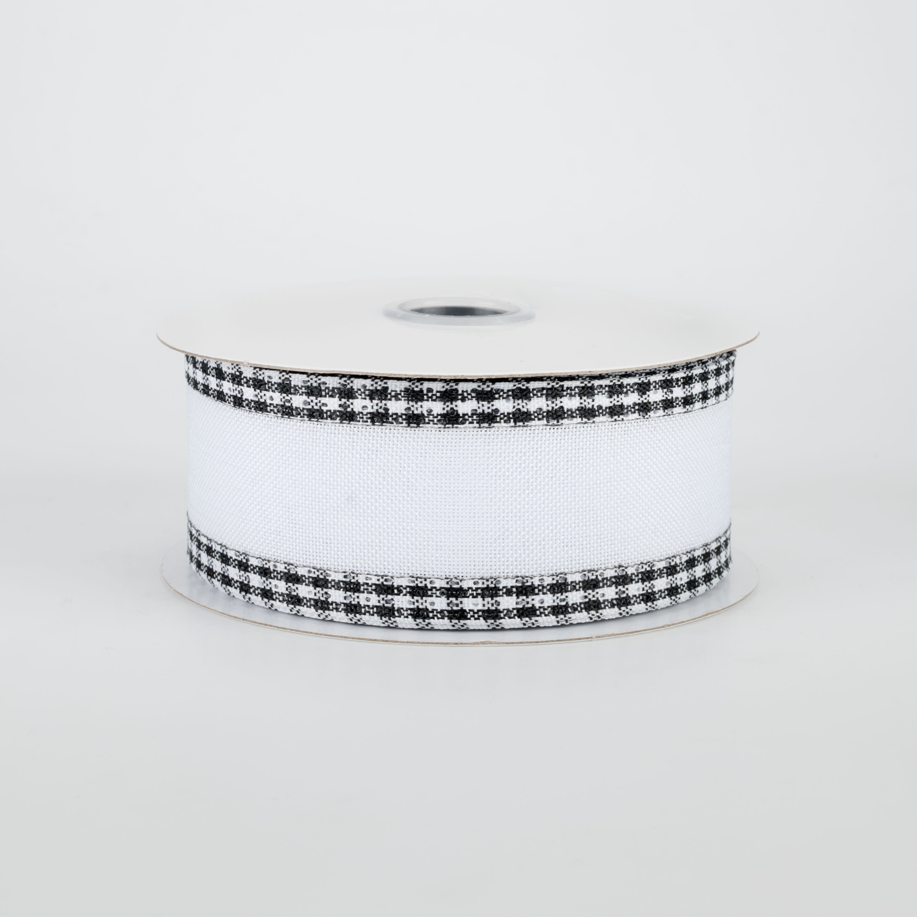 1.5 Inch Black and White Gingham Checkered Edge Ribbon - 10 Yards Bulk Roll for Gift Wrapping, Crafts, and DIY Projects