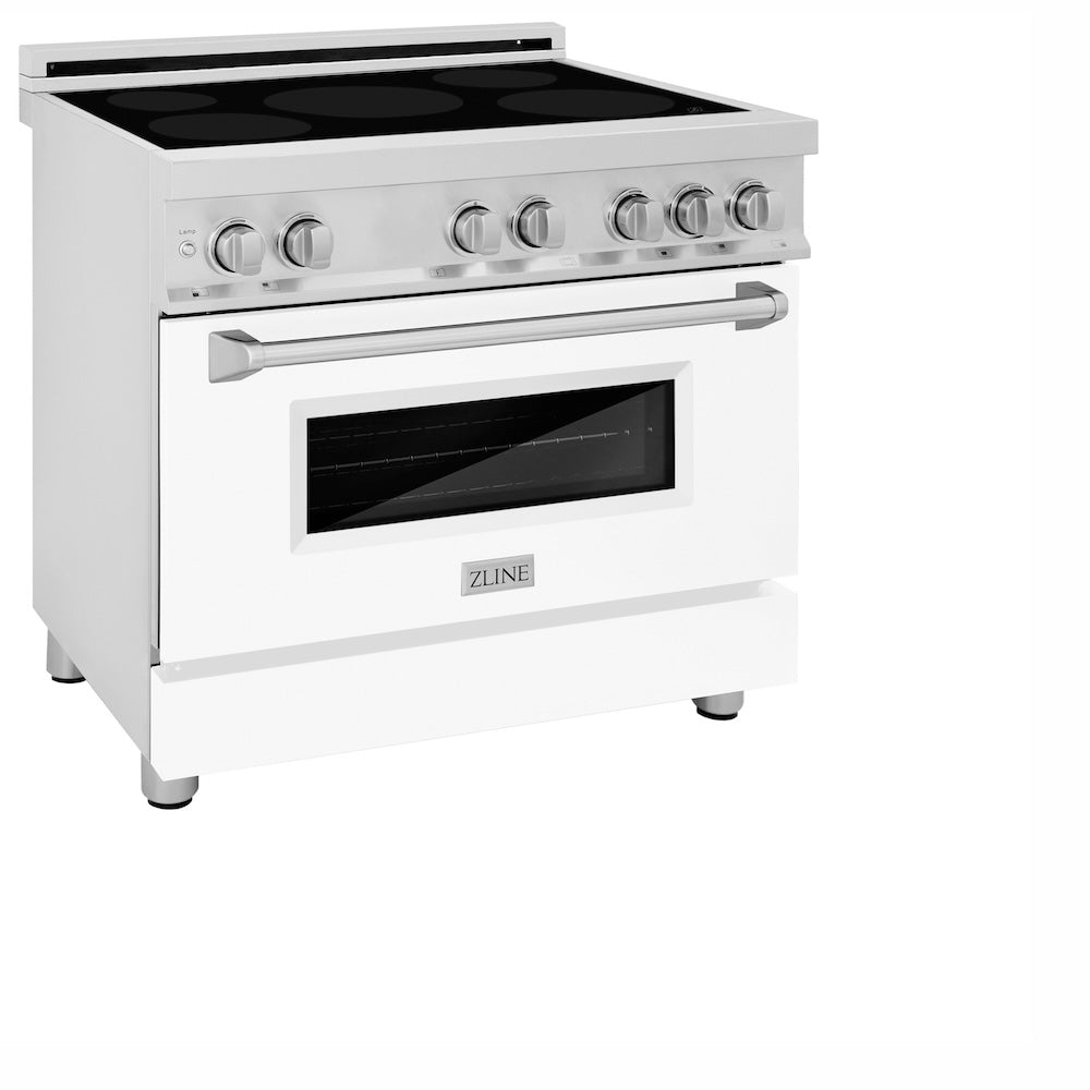 ZLINE 36 Inch 4.6 Cu Ft Stainless Steel Induction Range with 5-Element Cooktop & Electric Oven - White Matte Door (RAIND WM 36) - Perfect for Modern Kitchens, Home Chefs & Professional Cooking
