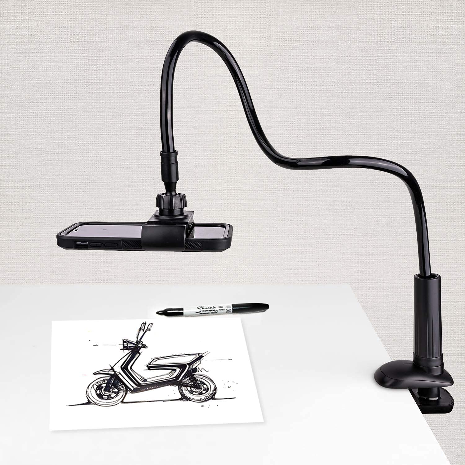 360° Rotating Gooseneck Phone Holder for Bed & Table - Flexible Lazy Bracket Stand with Secure Clip for All Smartphones | Perfect for Watching Videos, Reading & Hands-Free Calling