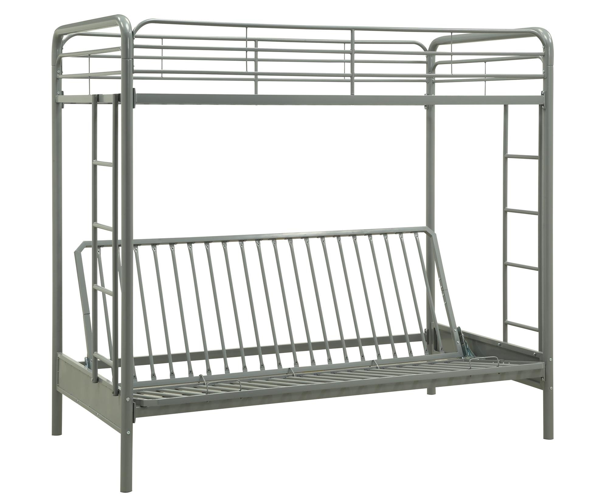 DHP Sammie Twin Over Full Metal Bunk Bed with Ladder, Space-Saving Silver Bunk Bed for Kids & Teens - Perfect for Small Bedrooms, Guest Rooms & Dorm Rooms