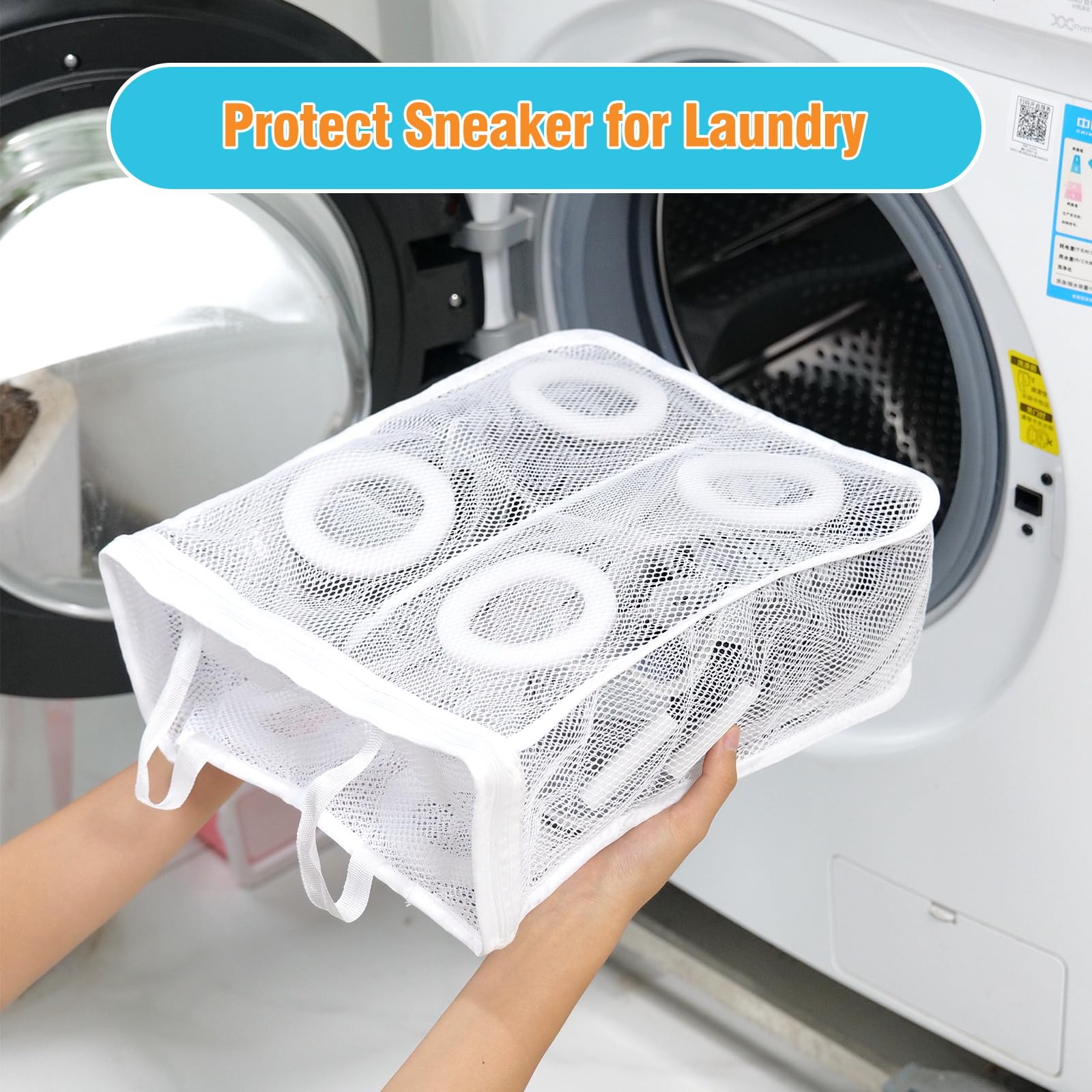 2-Pack Mesh Laundry Bags for Shoes - Washing Bags for Sneakers, Gym Shoes & Slippers - Delicate Wash Protection for Sports, Travel & Home Use