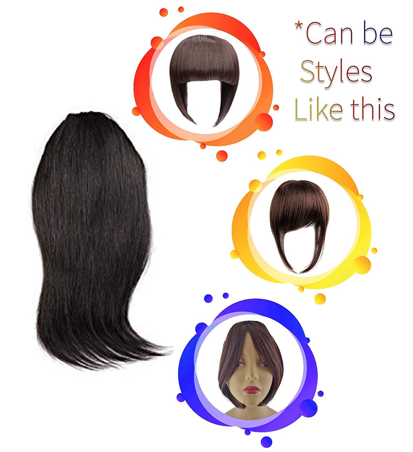 Paradise® Clip-In Synthetic Bang Hair Extensions - Uncut Front Fringe for Women & Girls (Dark Brown) | Perfect for Cosplay, Daily Styling & Volume Boost