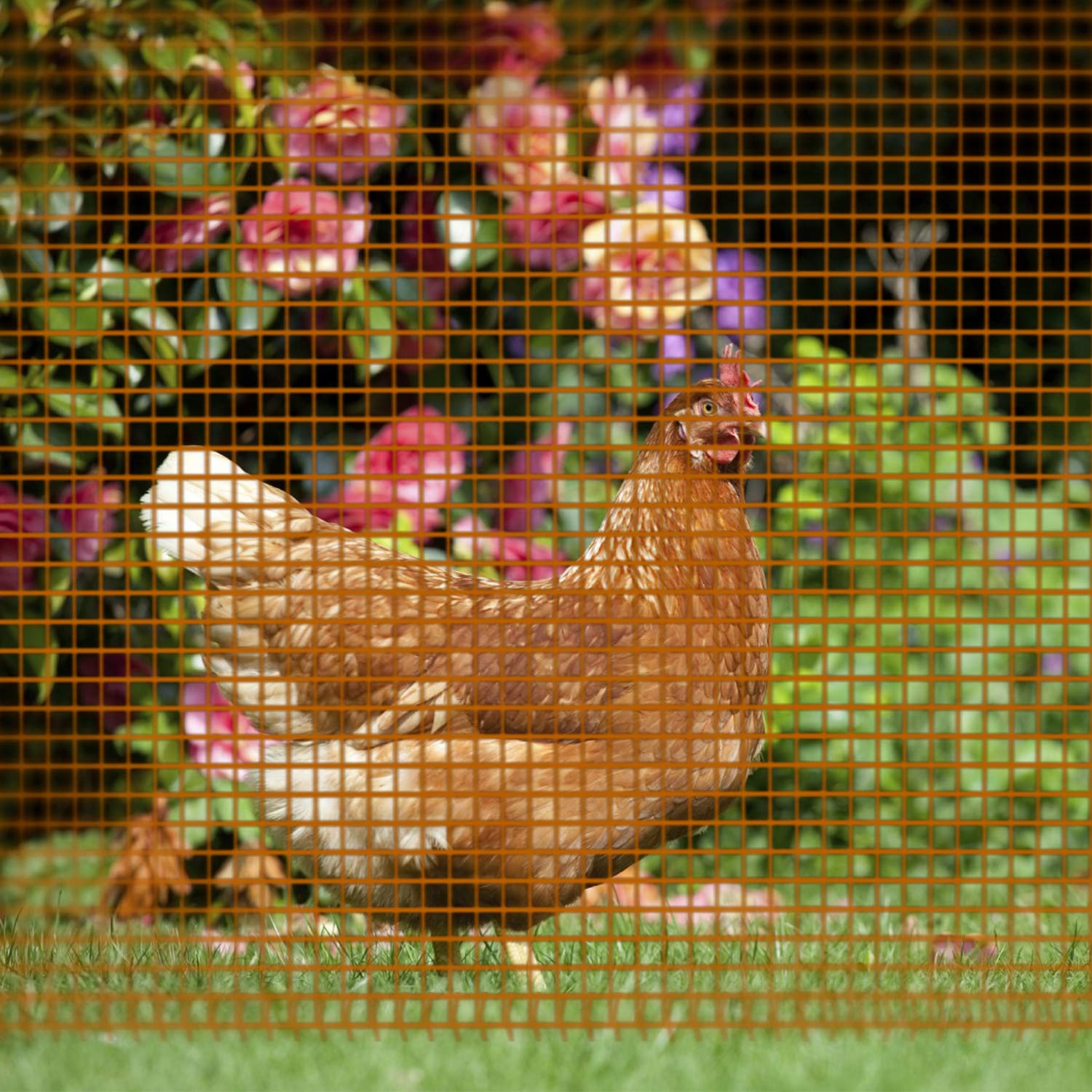 6' x 64' Orange Garden Fence Mesh Netting Roll - Heavy Duty Temporary Fencing for Backyard, Rabbits, Chickens, Poultry, Dogs & Vegetable Protection | Perfect for Outdoor Gardens, Pet Enclosures & Crop Security