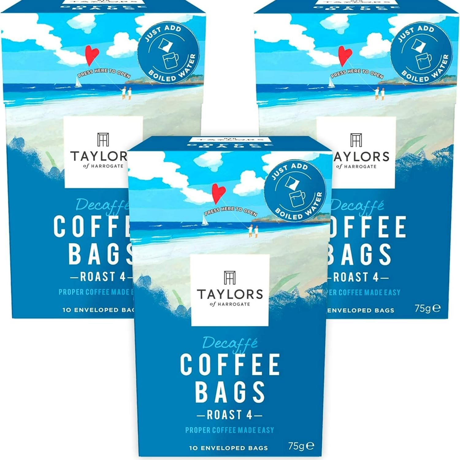 **Taylors of Harrogate Decaffeinated Coffee Bags | 30 Individually Wrapped Coffee Bags (Pack of 3) | Perfect for Home, Office & Travel**