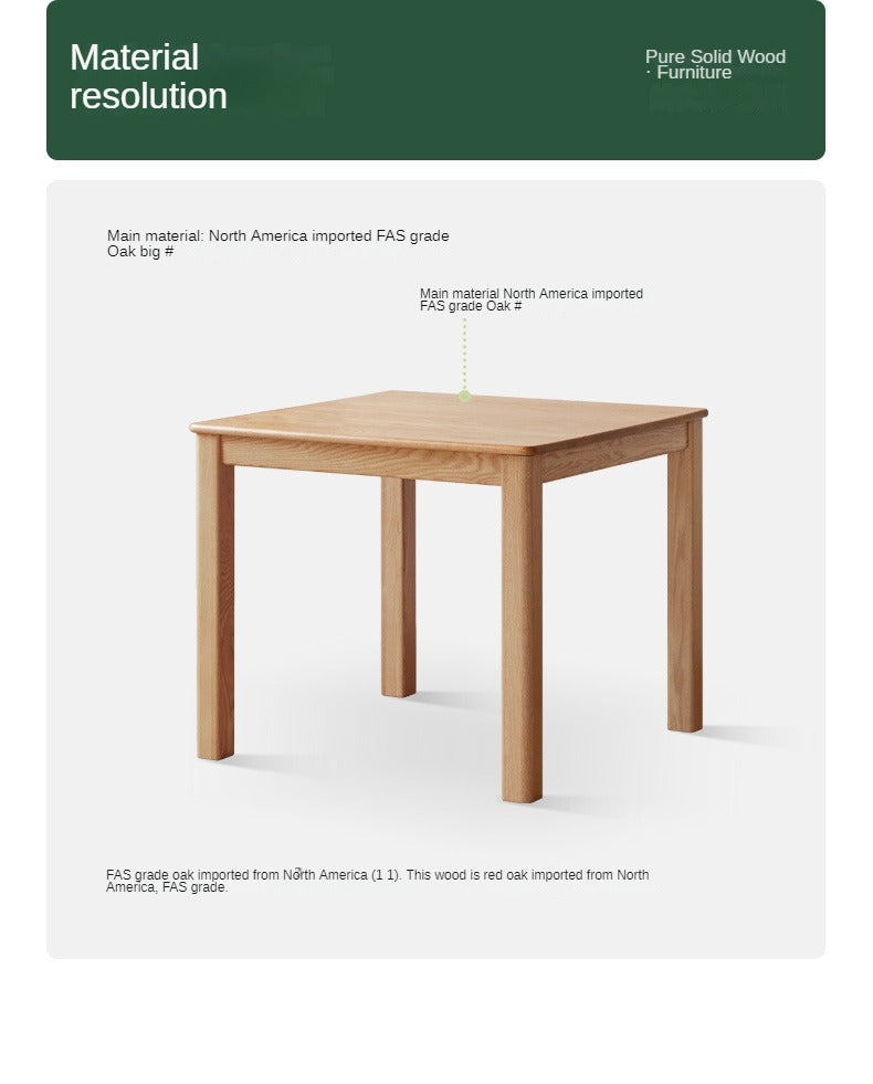 Solid Oak Wood Modern Square Dining Table - Perfect for Small Spaces, Apartments & Contemporary Home Decor