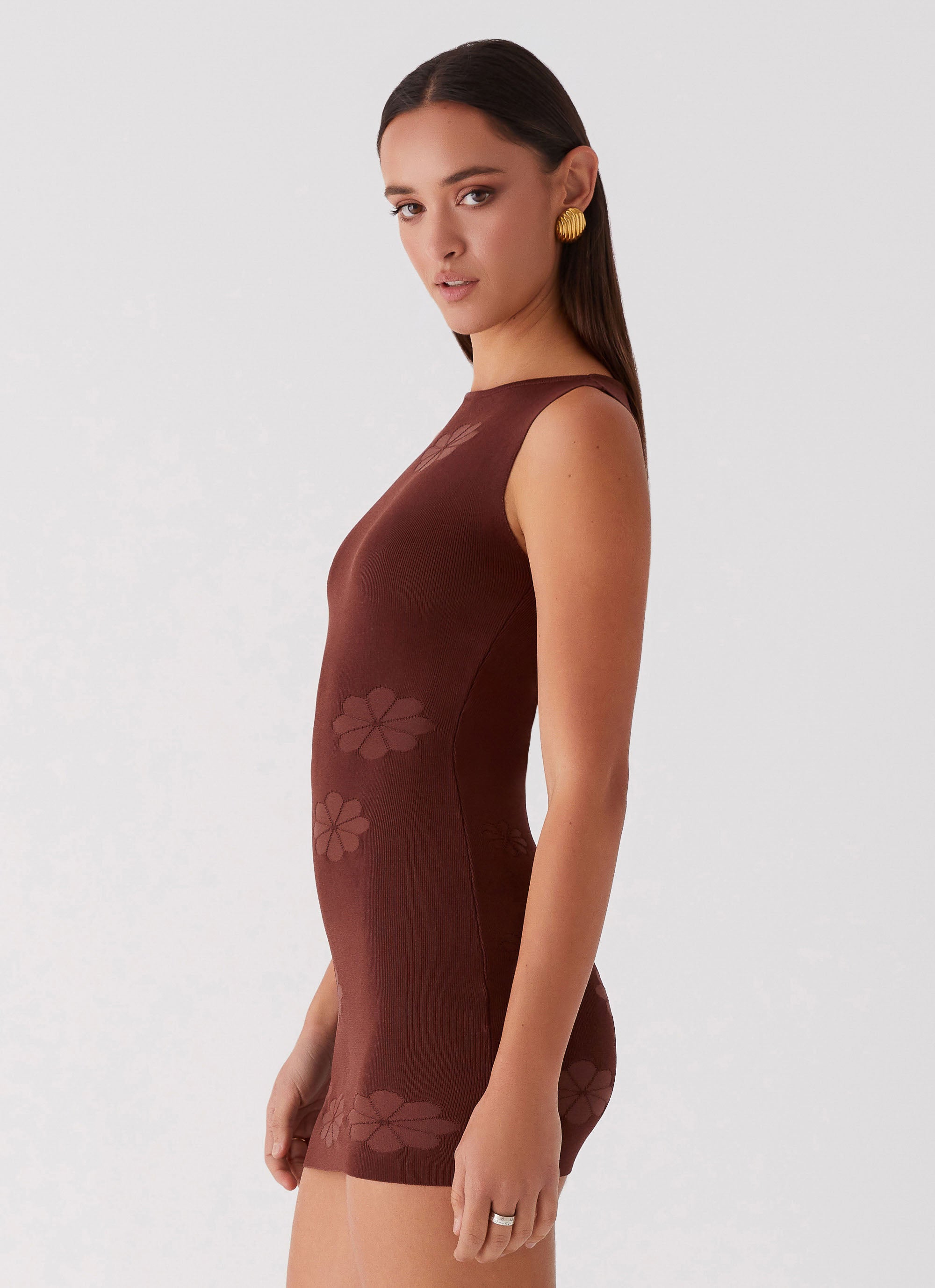 Holly Knit Mini Dress in Chocolate Brown - Elegant & Comfortable Women's Casual Dress for Parties, Dates & Night Out