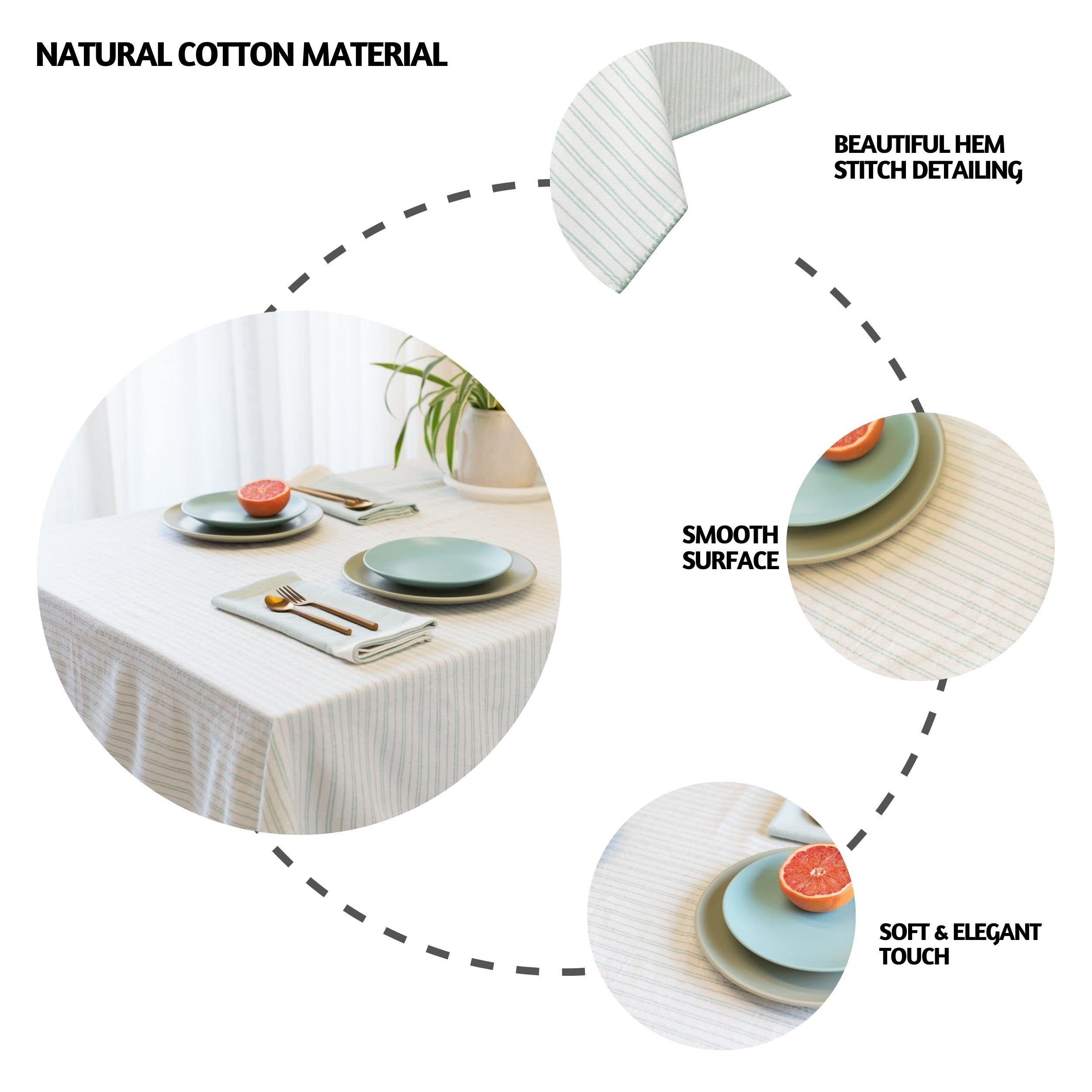 Bohemian Cotton Tablecloth 60x60 Inches - Square Table Cover for Dining, Kitchen, or Boho Home Decor in Misty Green | Machine Washable & Wrinkle Resistant