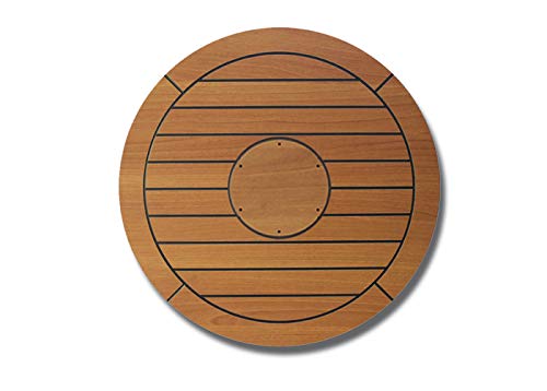 NAUTICMAN® 60CM Round Classic Teak Marine Boat Table - Waterproof Outdoor Dining Table for Yachts, Boats, RV Camping & Patio Furniture