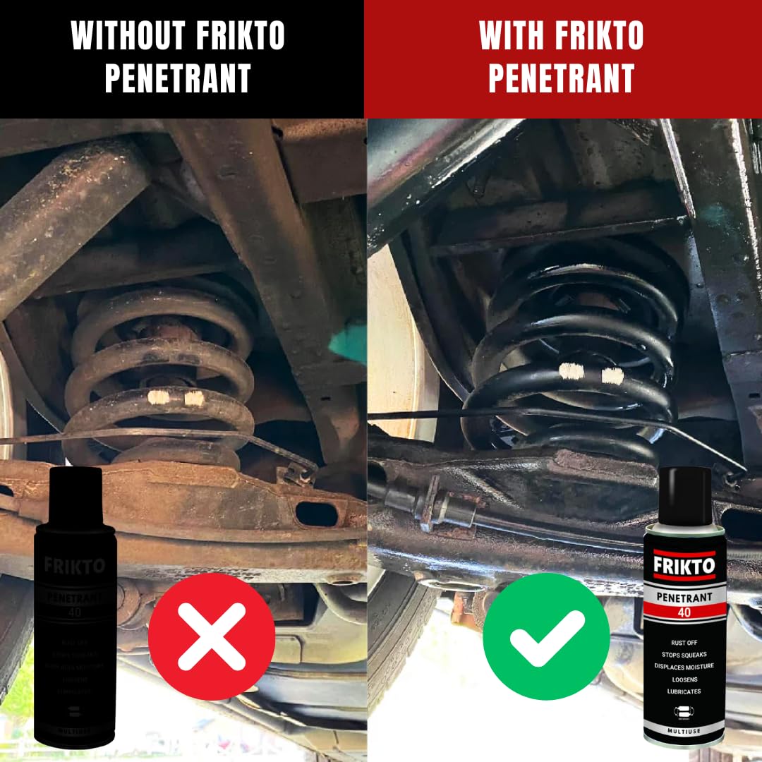 Frikto Penetrant 40 Multi-Purpose 360° Spray Lubricant - Rust Remover, Degreaser & Cleaner for Home, Auto & Industrial Use (170g/6oz) - Perfect for Loosen Rusty Bolts, Lubricate Hinges & Clean Tools